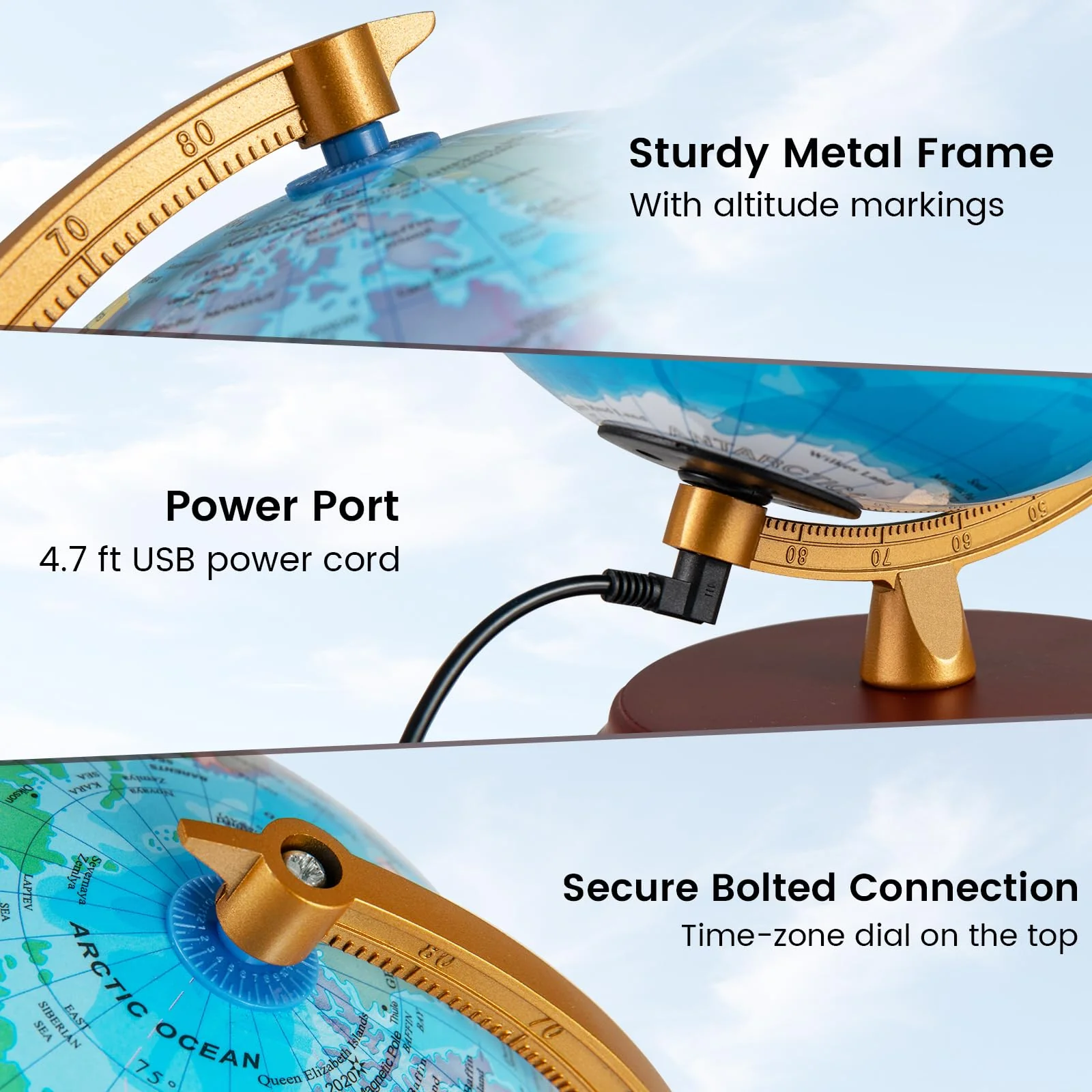 Goplus 8 Inch Night Light up Globe Lamp with Wooden Stand and HD Map for Kids Adults - Image 4