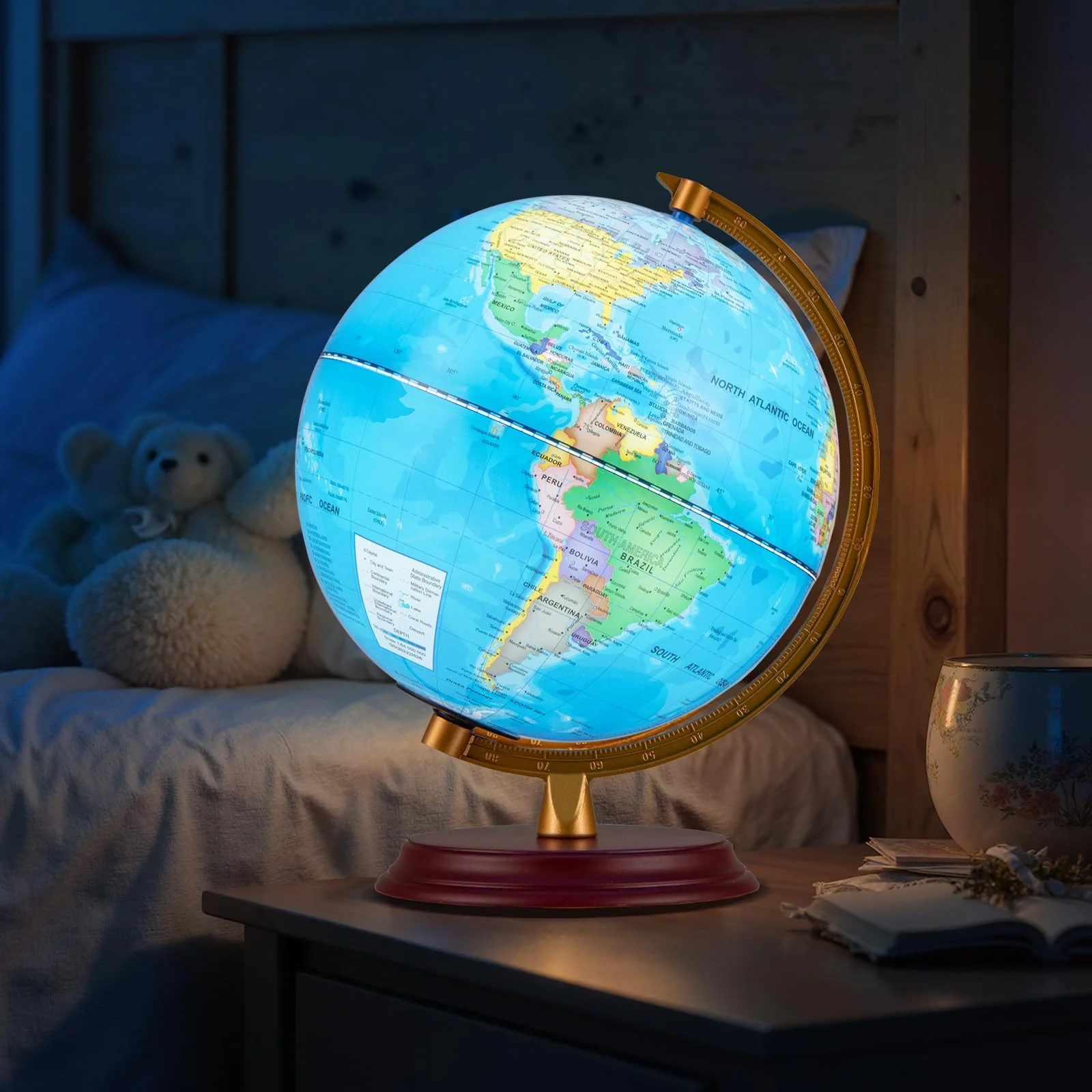 Goplus 8 Inch Night Light up Globe Lamp with Wooden Stand and HD Map for Kids Adults - Image 9