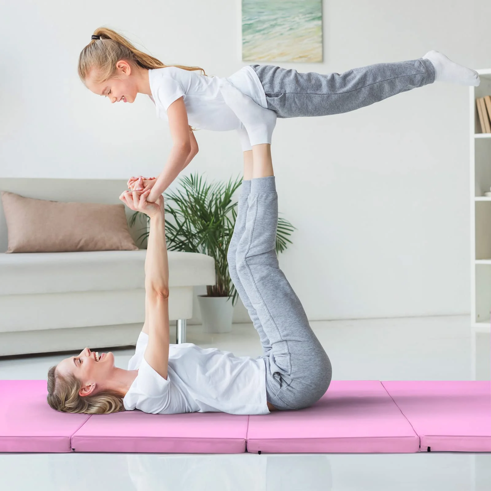 Goplus 8' x 4' Folding Gymnastics Mat, 2" Thick 4 Fold Exercise Tumbling Mat with Carrying Handles for Home Gym Fitness - Image 3