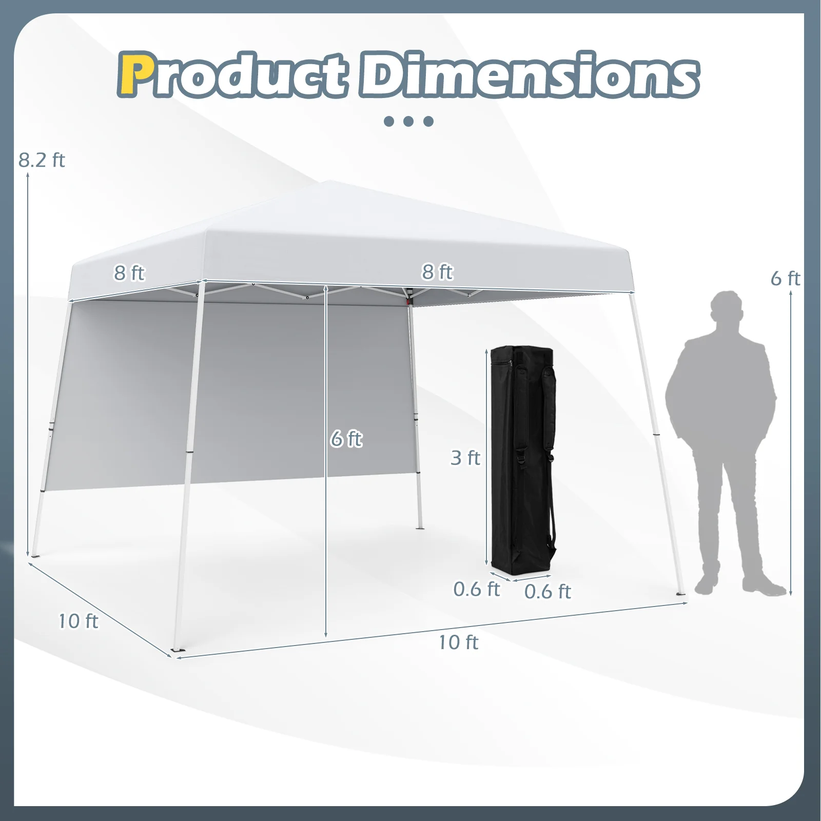 Goplus 8 X 8 FT Pop up Canopy Tent with 1 Sidewall - Image 10