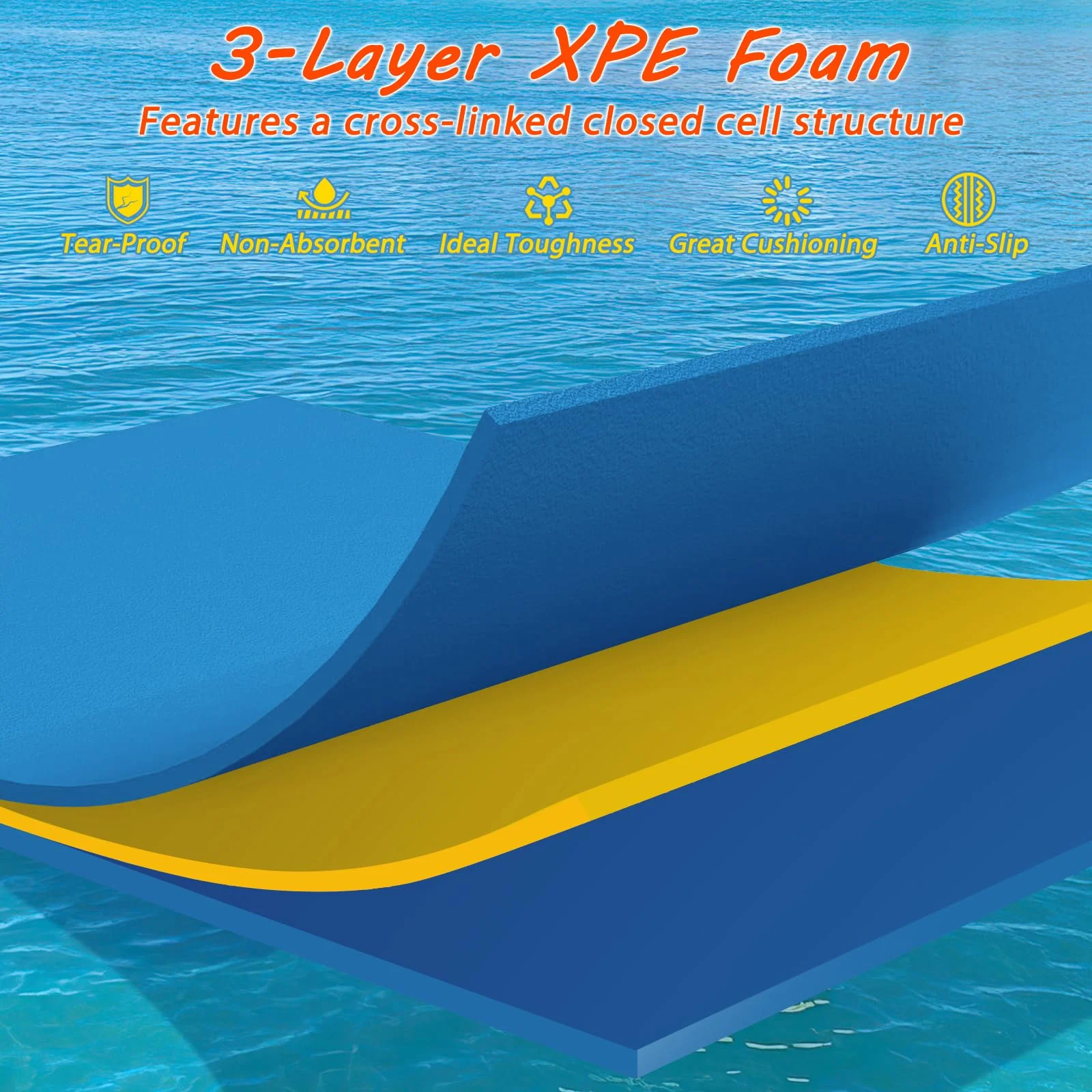 Goplus 87" x 36" Floating Water Mat Pad Lily Pad with Rolling Pillow Design - Image 3