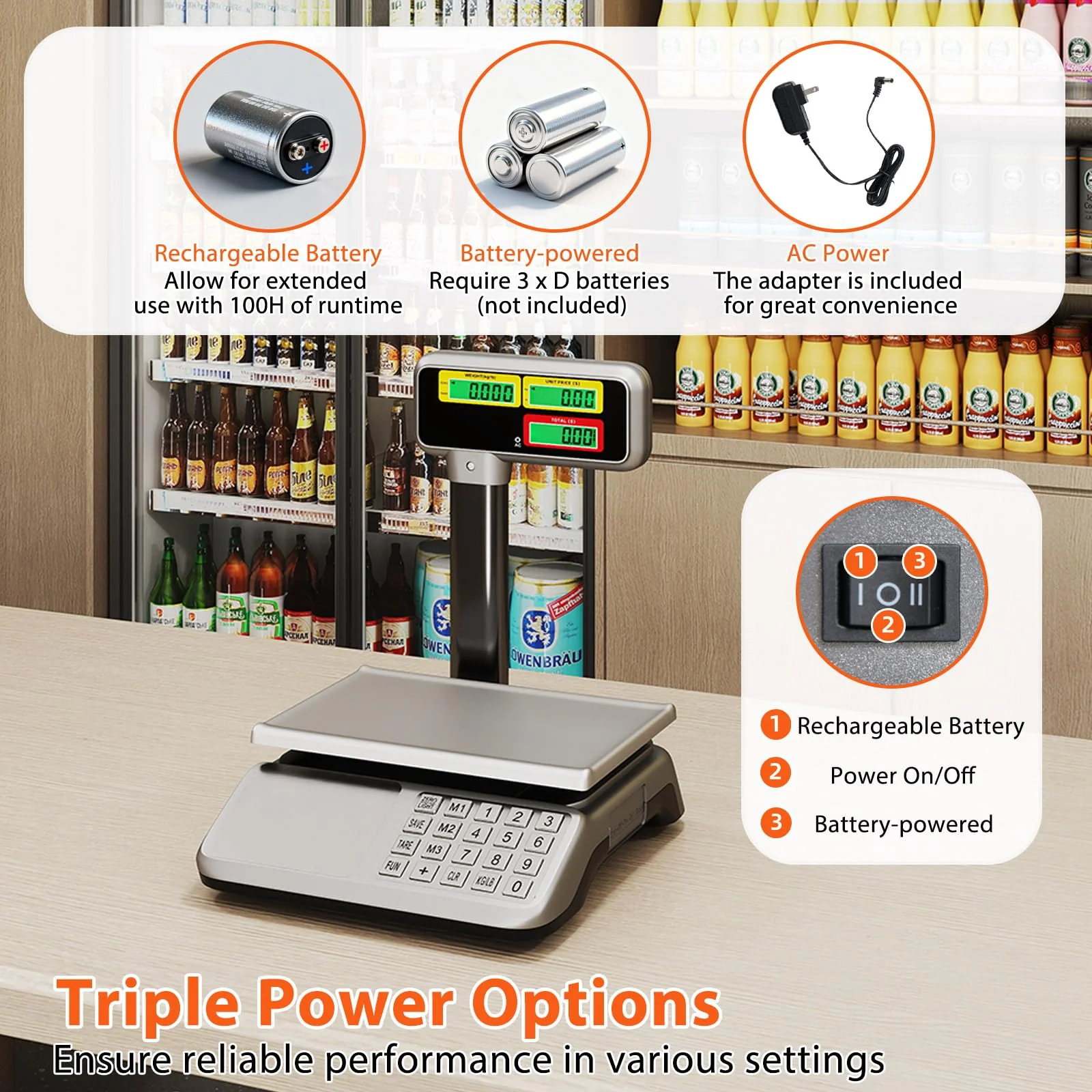Goplus 88lb/40kg Price Computing Scale with Pole Dual LCD Display - Image 2