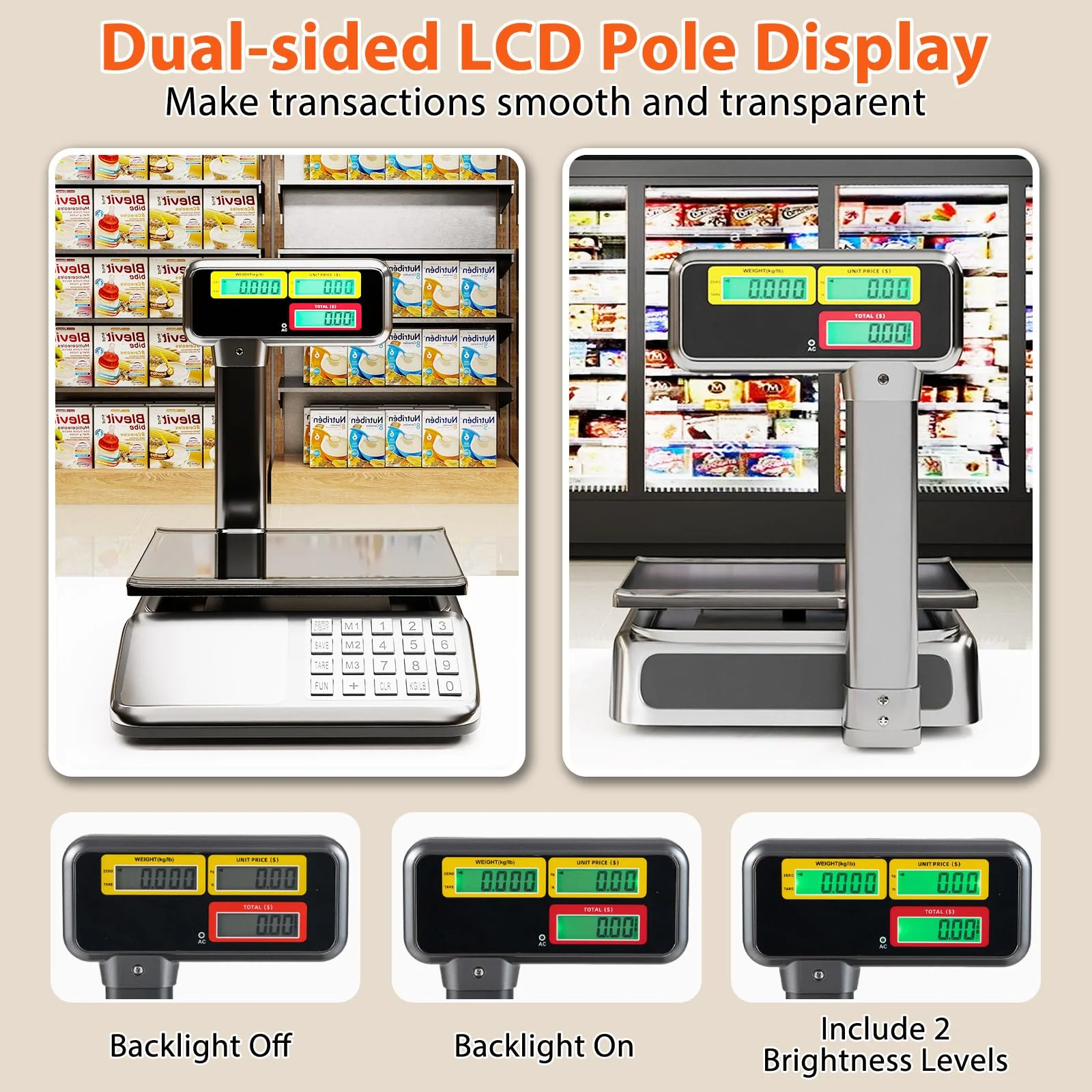 Goplus 88lb/40kg Price Computing Scale with Pole Dual LCD Display - Image 5