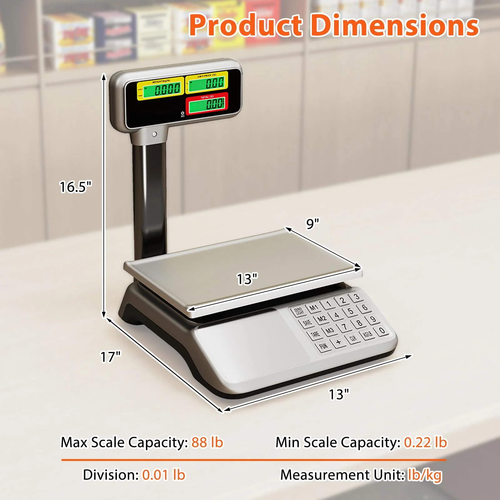 Goplus 88lb/40kg Price Computing Scale with Pole Dual LCD Display - Image 6