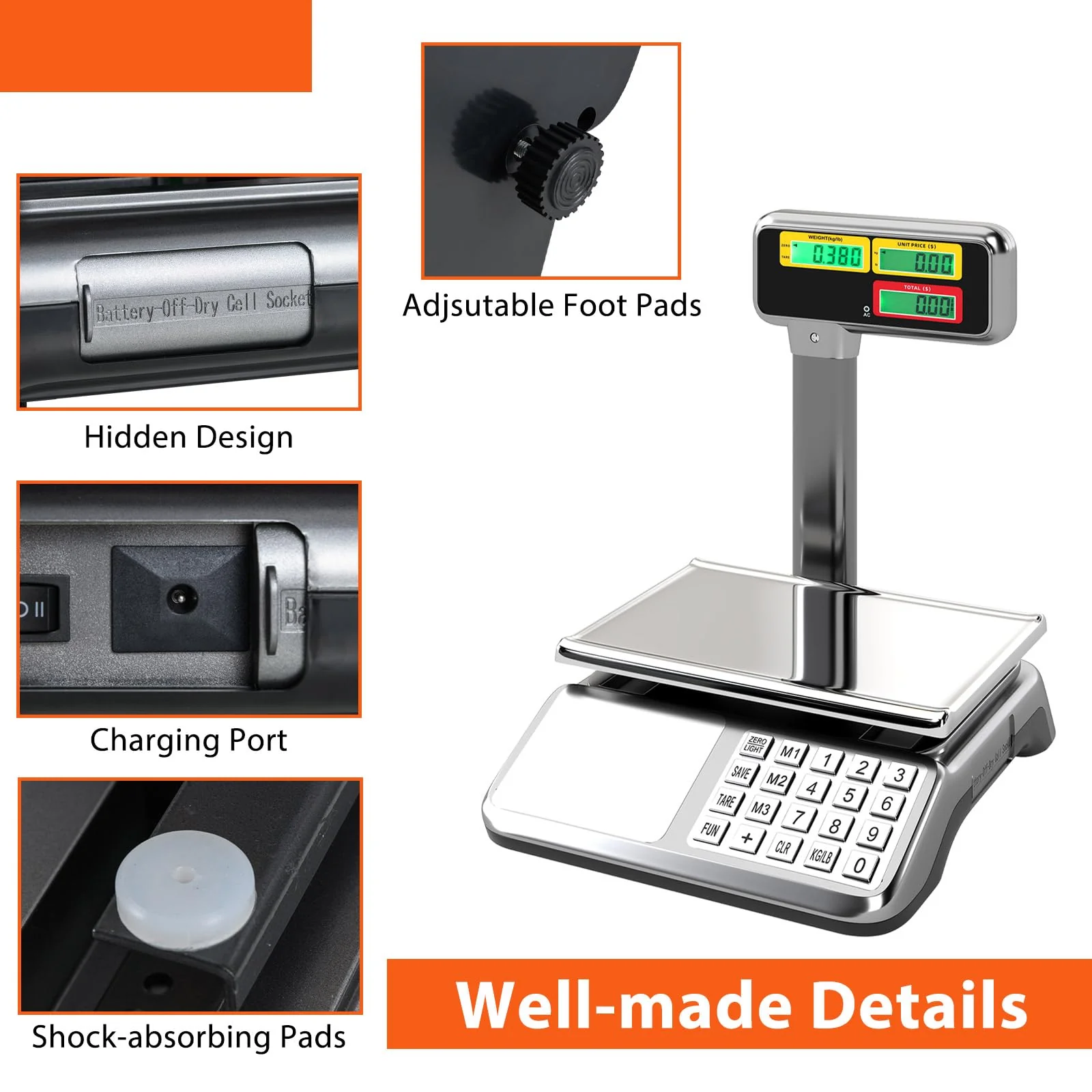 Goplus 88lb/40kg Price Computing Scale with Pole Dual LCD Display - Image 8