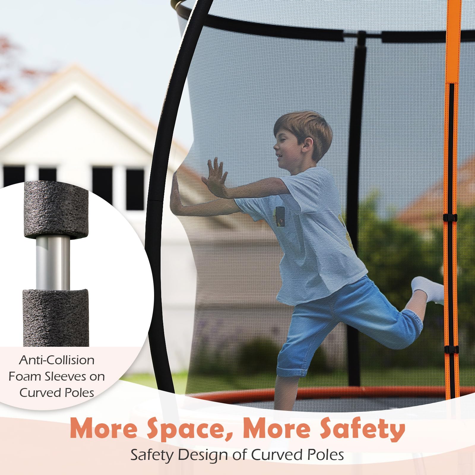 Goplus 8FT 10FT 12FT ASTM Approved Heavy-Duty Recreational Kids Trampoline w/Safety Enclosure Net - Image 3