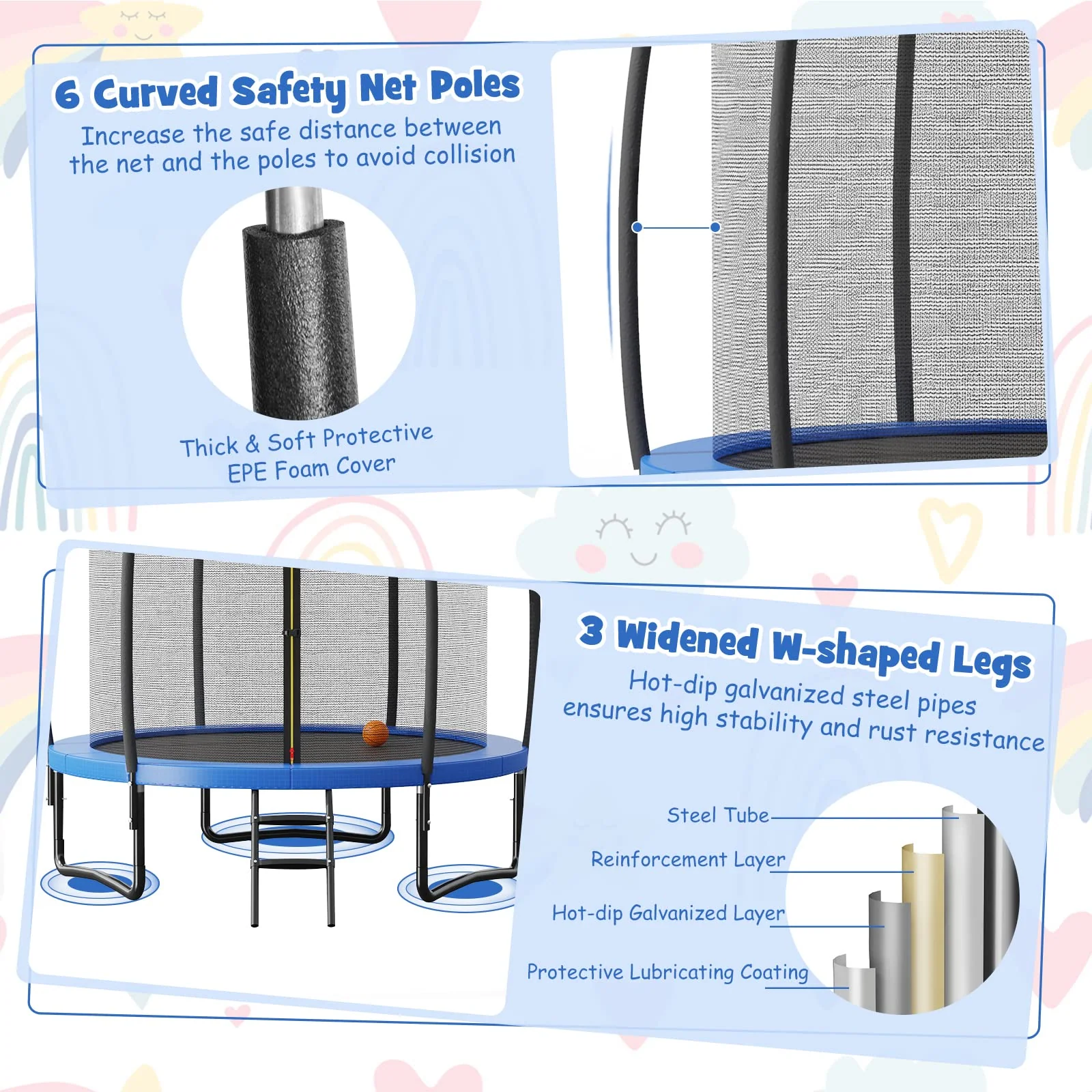 Goplus 8FT 10FT 12FT Trampoline - Image 5