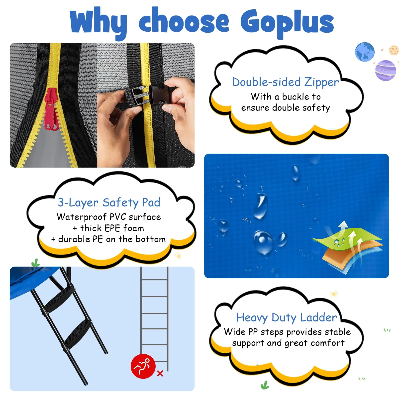 Goplus 8FT 10FT 12FT Trampoline - Image 6