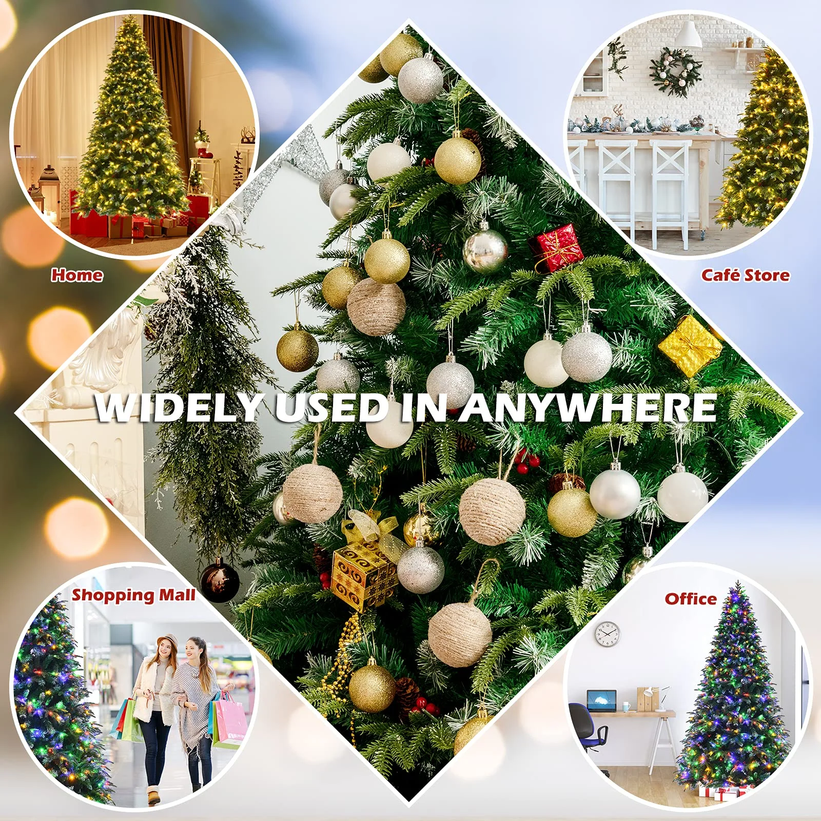 Goplus 8FT Pre-Lit Artificial Christmas Tree, Hinged Realistic Snowy Xmas Pine Tree W/ 780 Color Changing LED Lights, 11 Flash Modes - Image 7