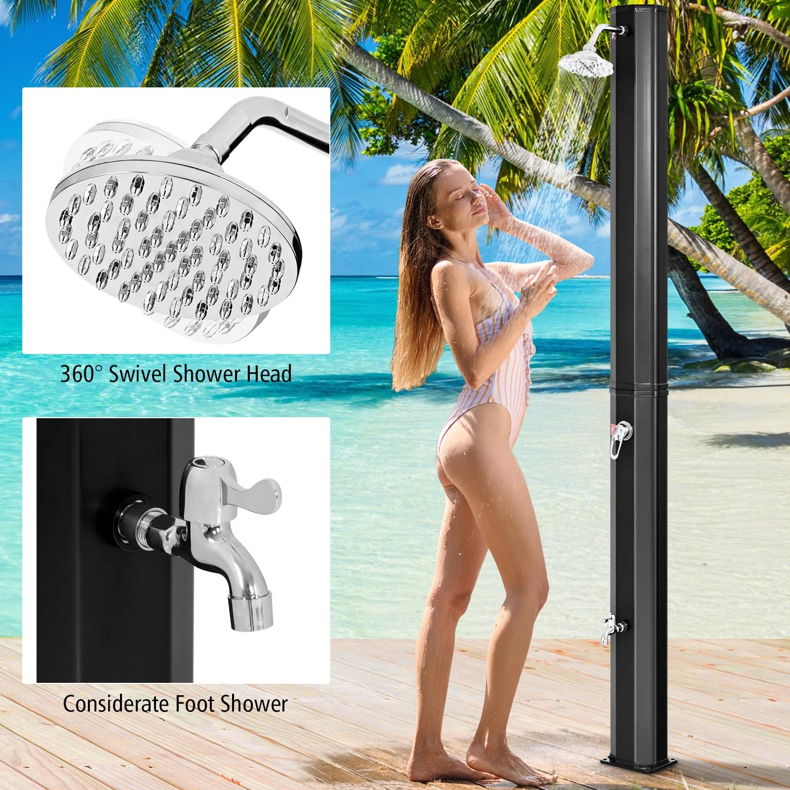 Goplus 9.3 Gallon Solar Heated Outdoor Shower - Image 3