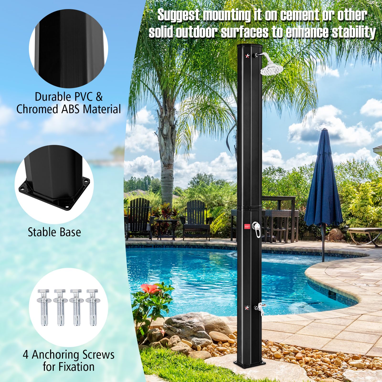 Goplus 9.3 Gallon Solar Heated Outdoor Shower - Image 4