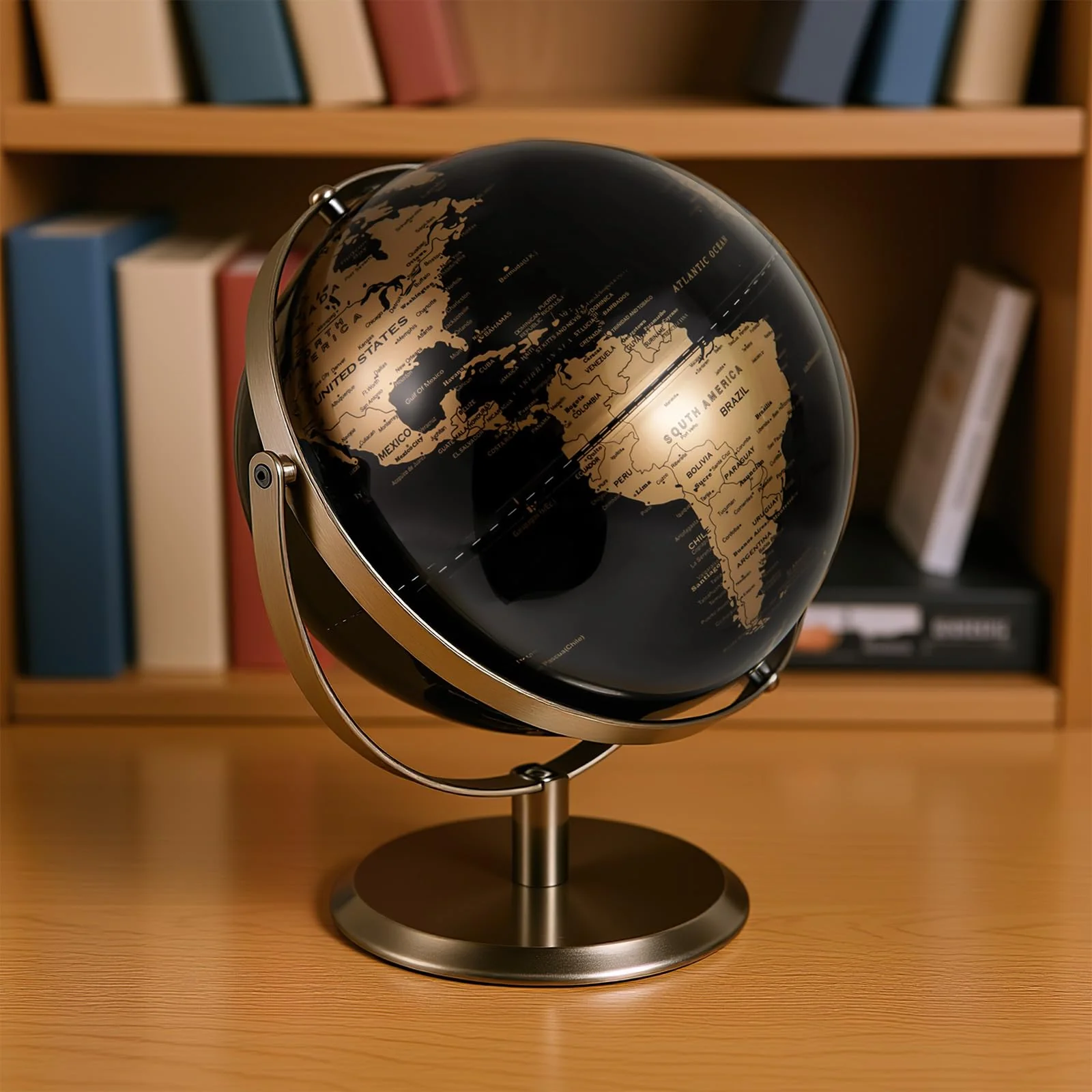 Goplus 9-Inch Metallic Black World Globe w/Metal Stand - Image 8
