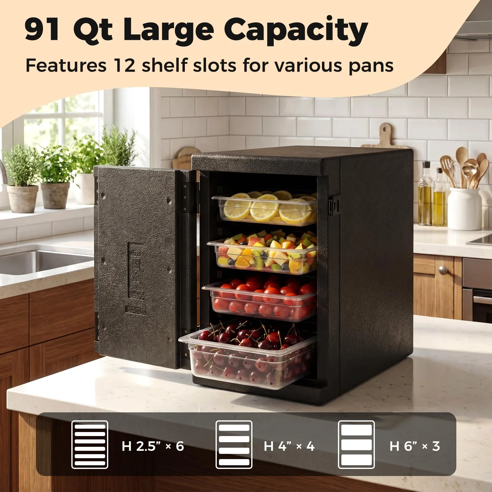 Goplus 91 Qt Insulated Food Pan Carrier | Lightweight Front Loading Food Warmer Cooler - Image 3
