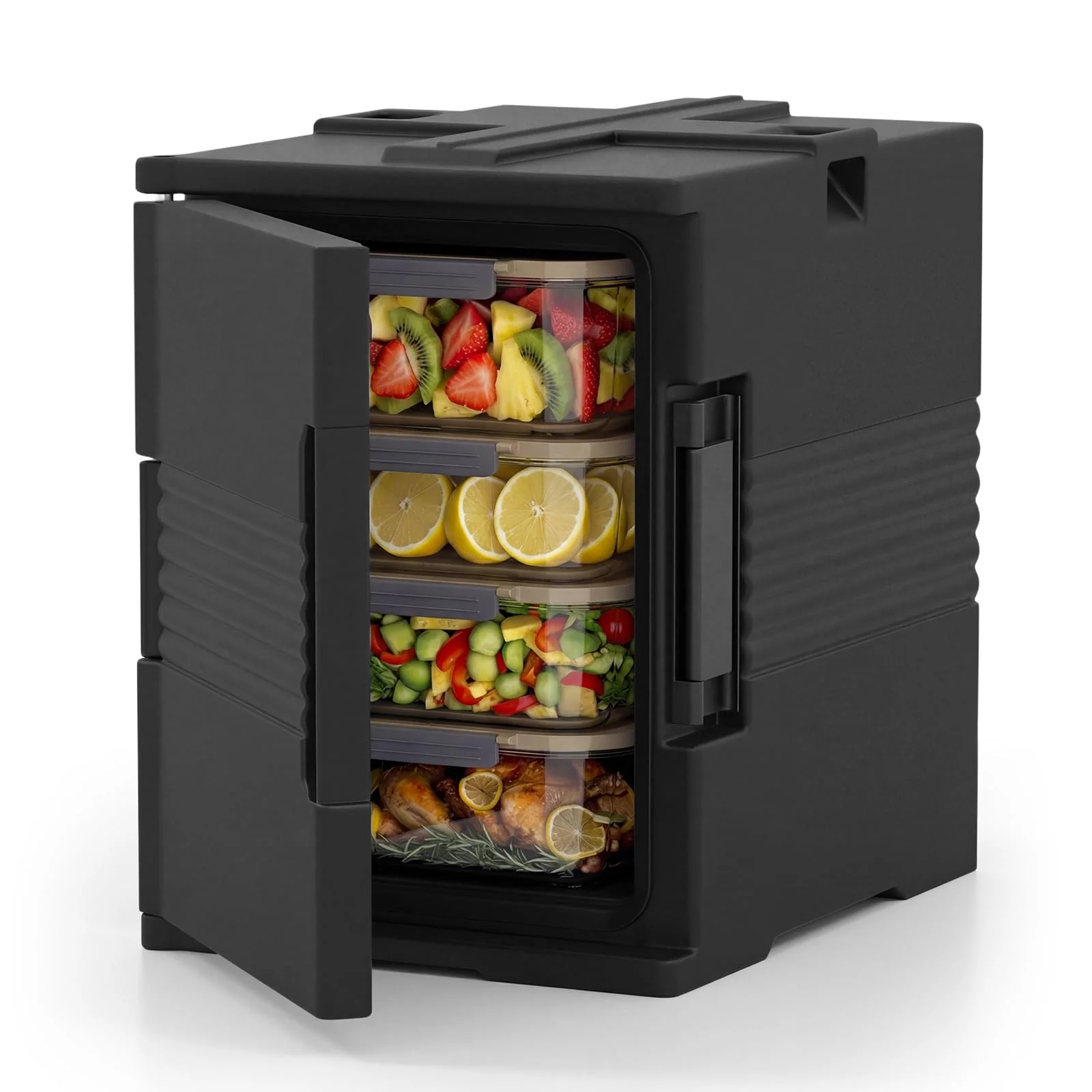 Goplus 91 Qt Insulated Food Pan Carrier with Door Shafts Latches and Sealing Strips