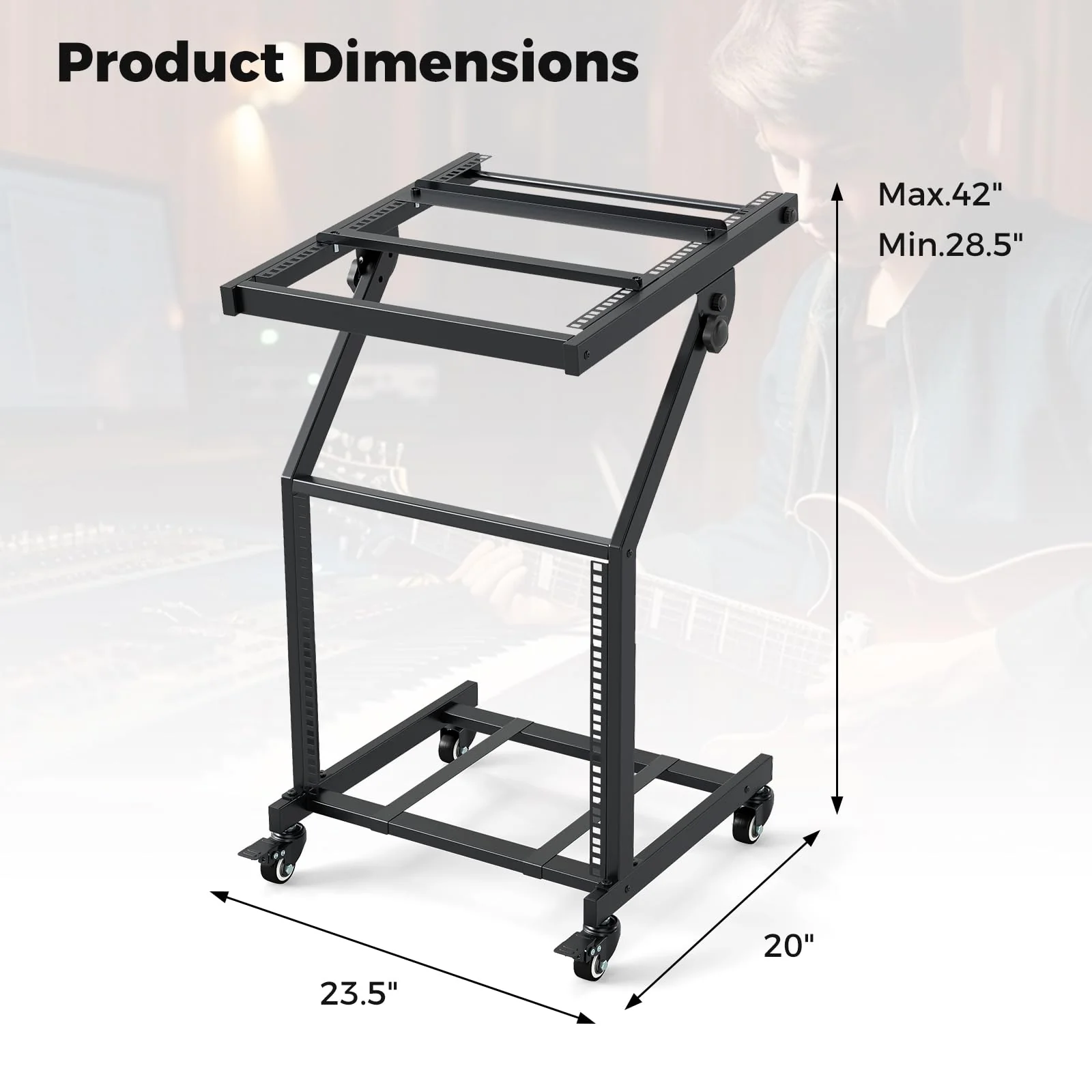 Goplus 9U DJ Mixer Stand with Lockable Wheels | Professional Studio Equipment Case Stand - Image 9