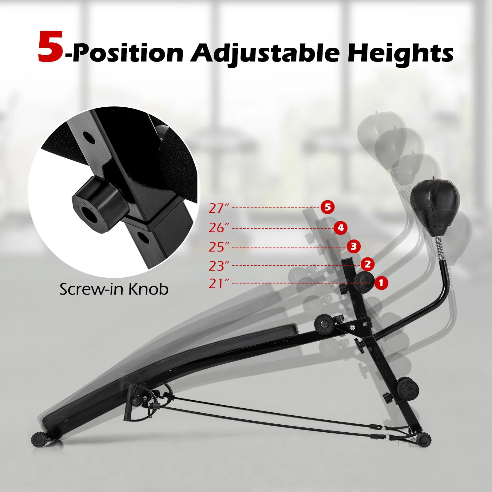 Goplus Adjustable Decline Sit Up Bench for Exercise, Foldable Curved Slant Bench - Image 4
