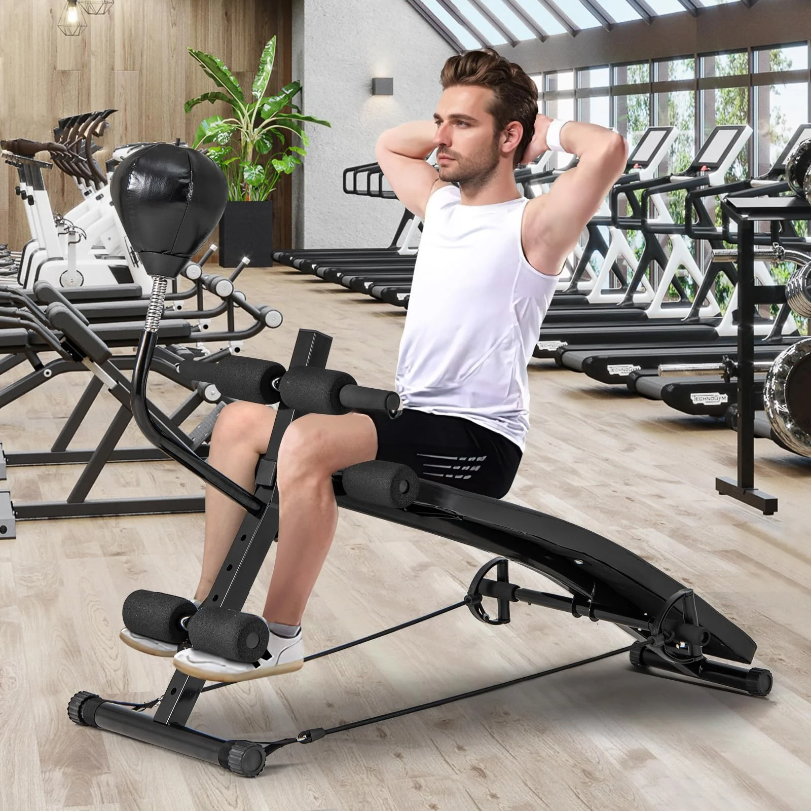 Goplus Adjustable Decline Sit Up Bench for Exercise, Foldable Curved Slant Bench - Image 9