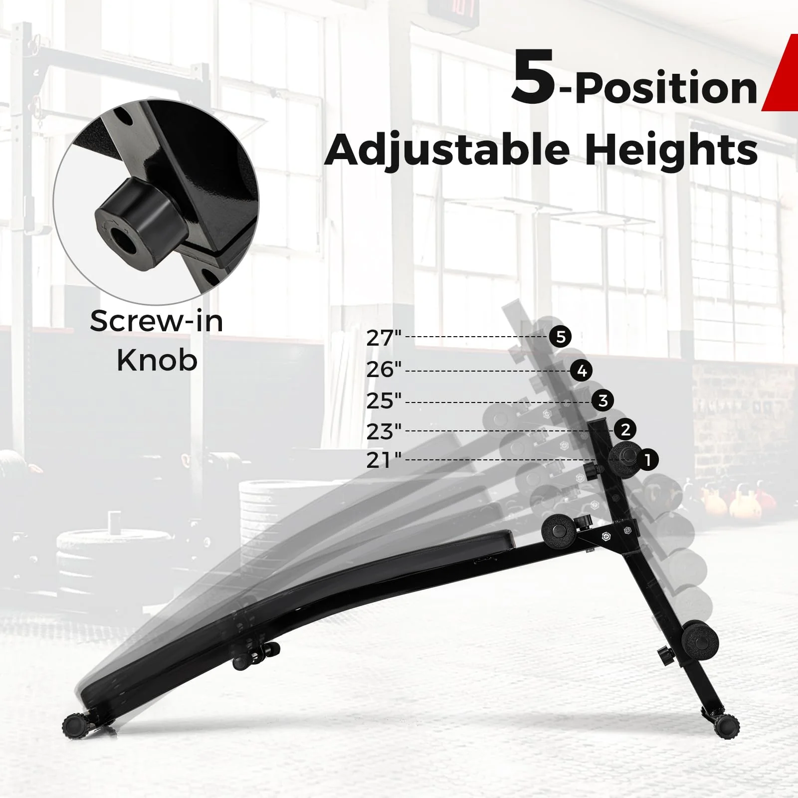 Goplus Adjustable Decline Sit Up Bench for Exercise, Foldable Curved Slant Bench with High Density Foam Cushioned Seat - Image 3