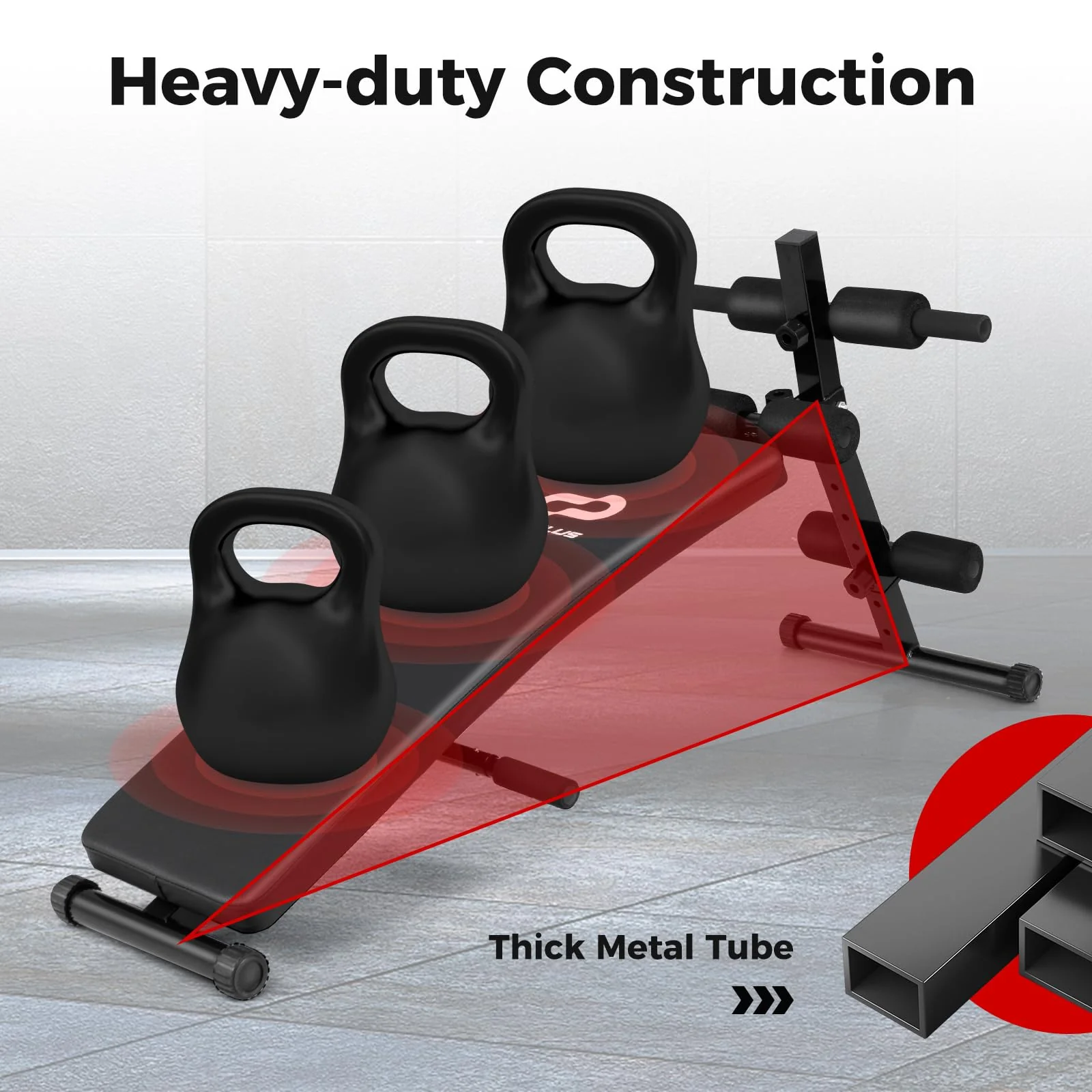 Goplus Adjustable Decline Sit Up Bench for Exercise, Foldable Curved Slant Bench with High Density Foam Cushioned Seat - Image 6
