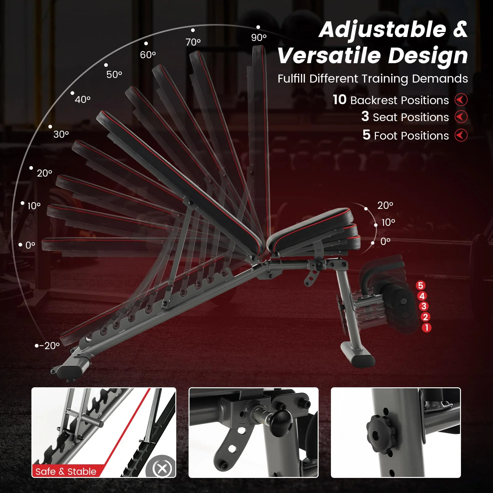 Goplus Adjustable Weight Bench - Image 5