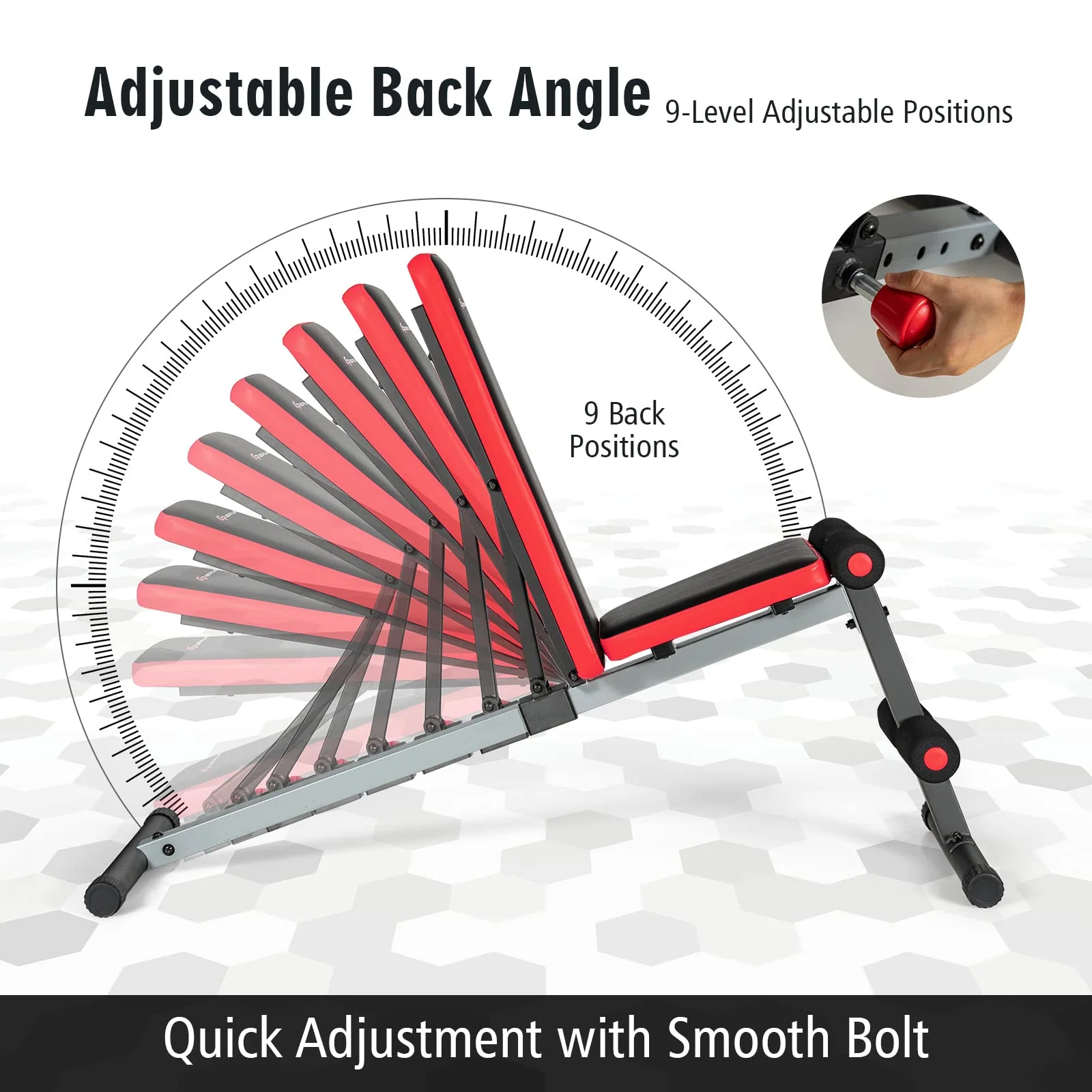 Goplus Adjustable Weight Bench, Workout Bench with 9-Level Adjustable Backrest - Image 3