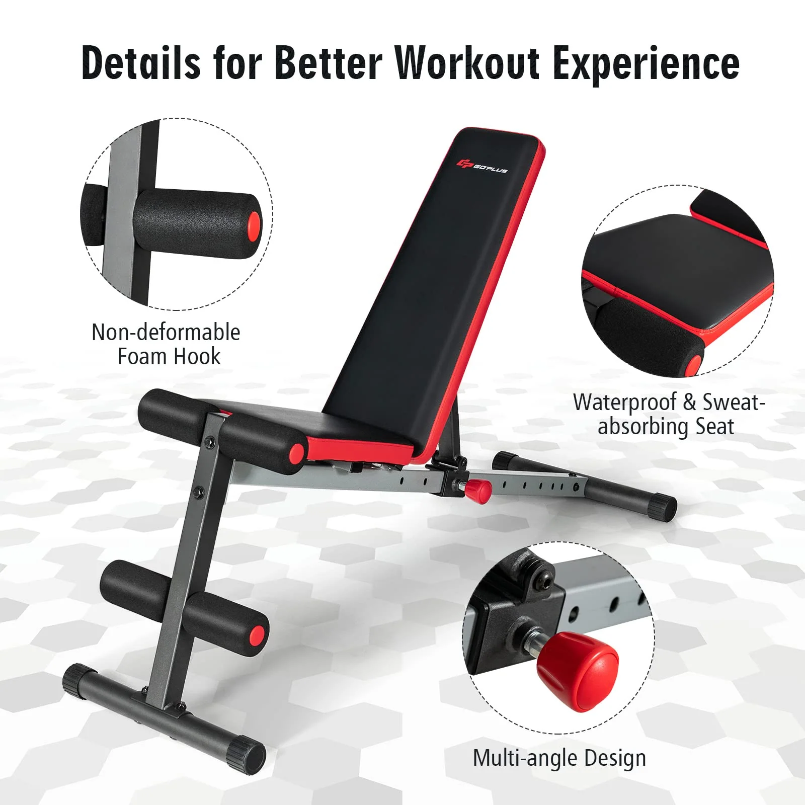 Goplus Adjustable Weight Bench, Workout Bench with 9-Level Adjustable Backrest - Image 8