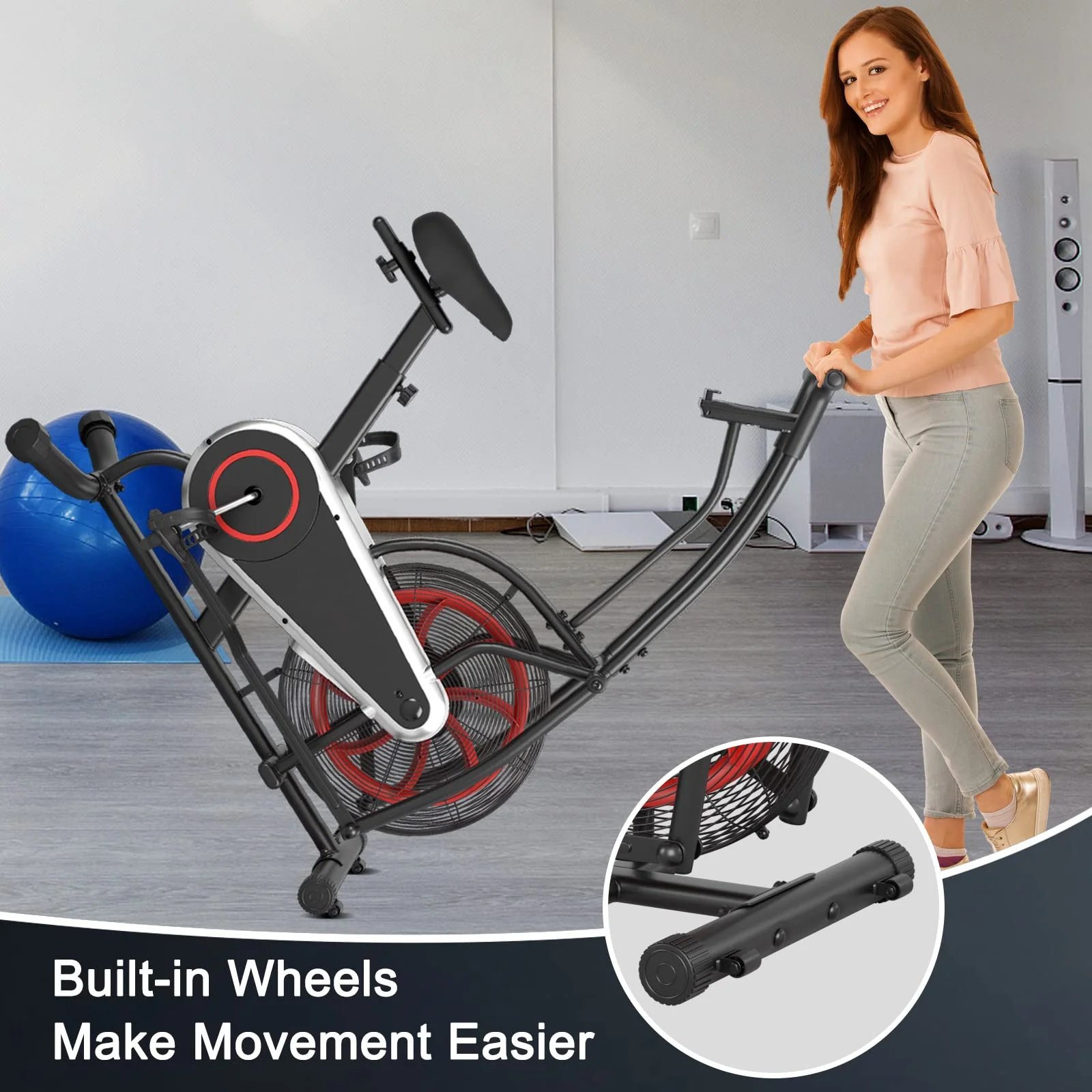 Goplus Air Bike, Fan Exercise Bike with Unlimited Resistance - Image 7