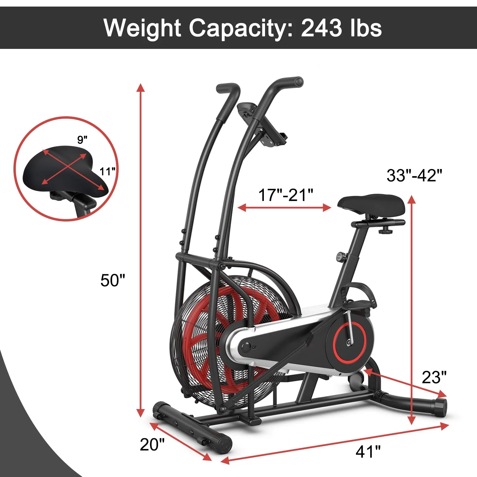 Goplus Air Bike, Fan Exercise Bike with Unlimited Resistance - Image 8