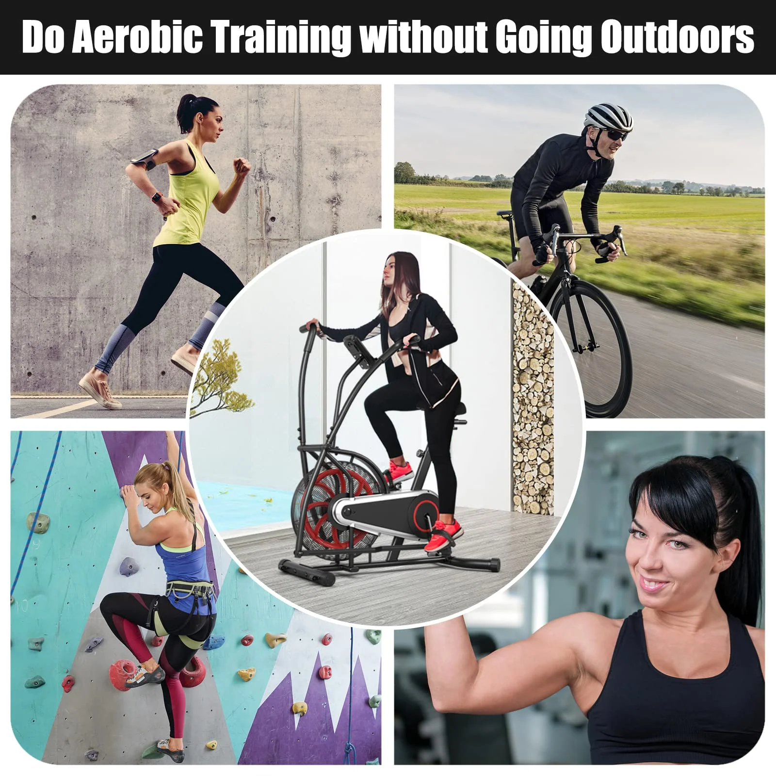 Goplus Air Bike, Fan Exercise Bike with Unlimited Resistance - Image 9