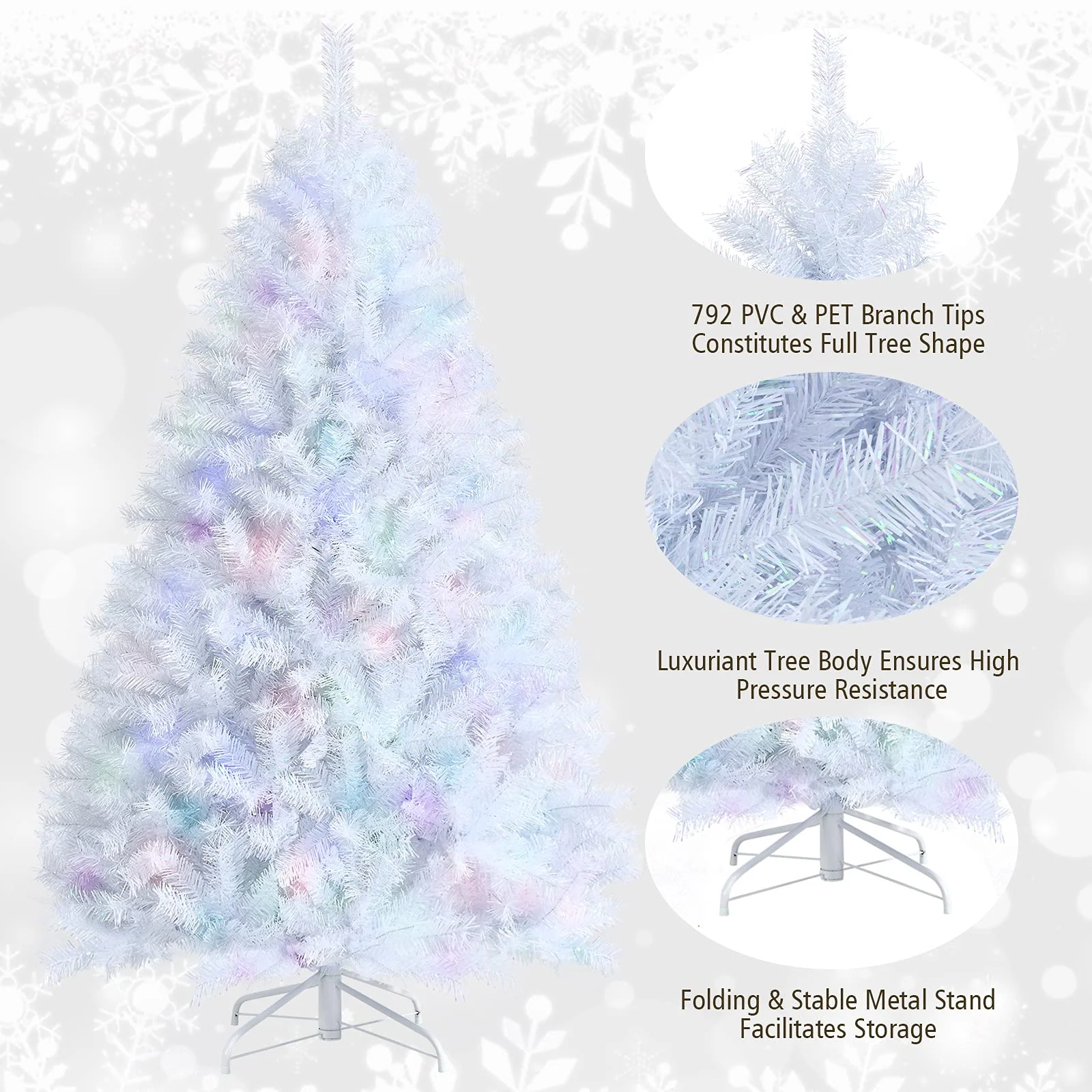 Goplus Artificial Christmas Tree, Hinged Unlit Full Xmas Pine Tree, Quick Set-Up, for Indoor Home Office Holiday Decoration - Image 6