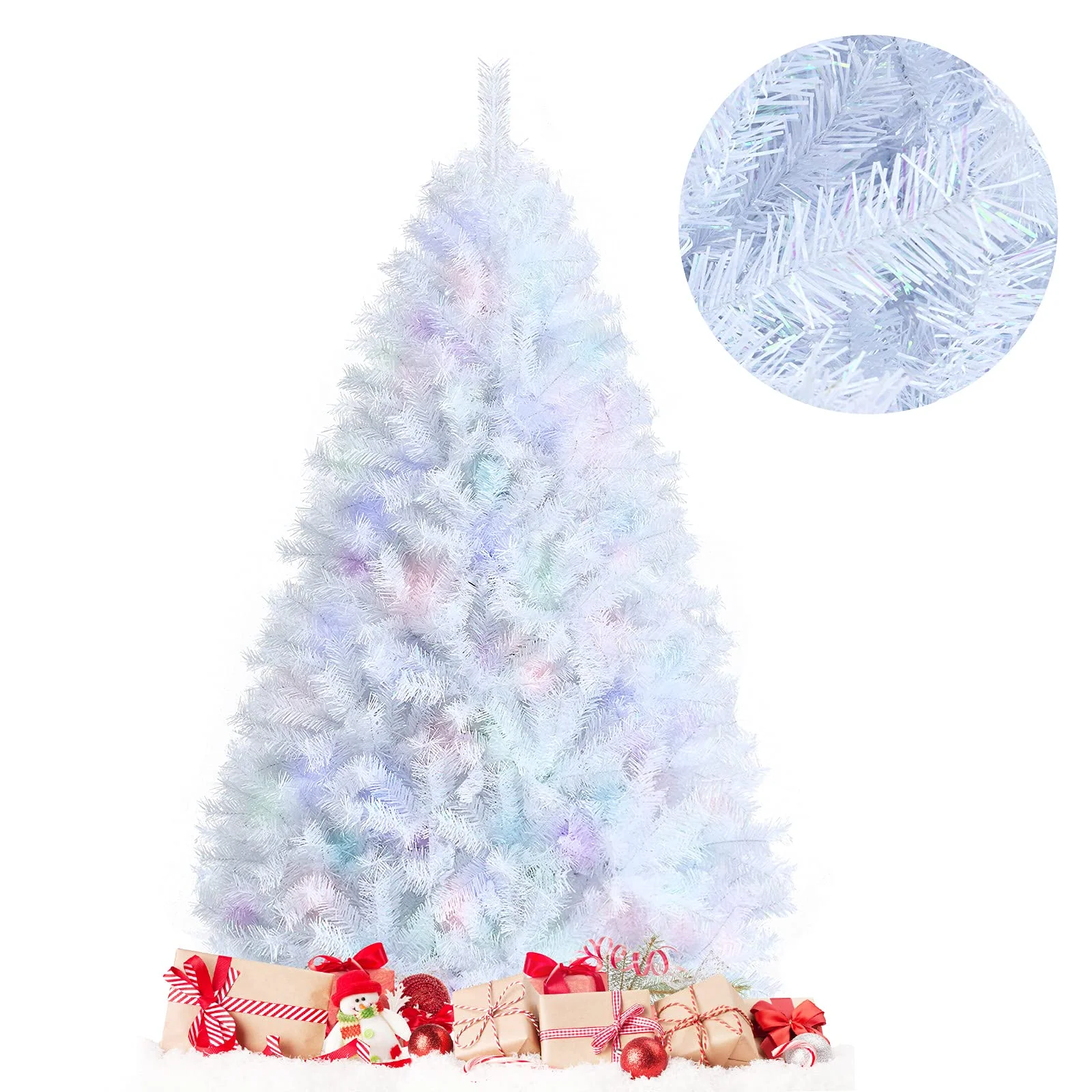 Goplus Artificial Christmas Tree, Hinged Unlit Full Xmas Pine Tree, Quick Set-Up, for Indoor Home Office Holiday Decoration - Image 9