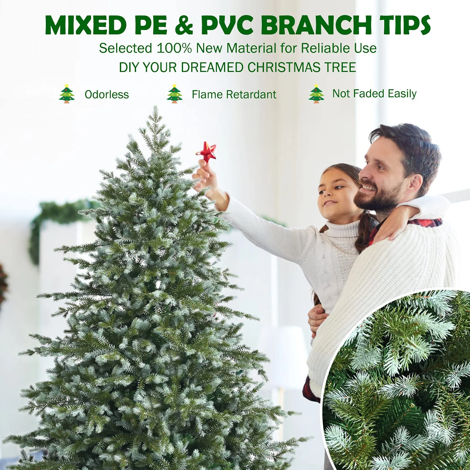 Goplus Artificial Christmas Tree, Metal Stand, Wintry Indoor Decoration for Holiday Festival - Image 3
