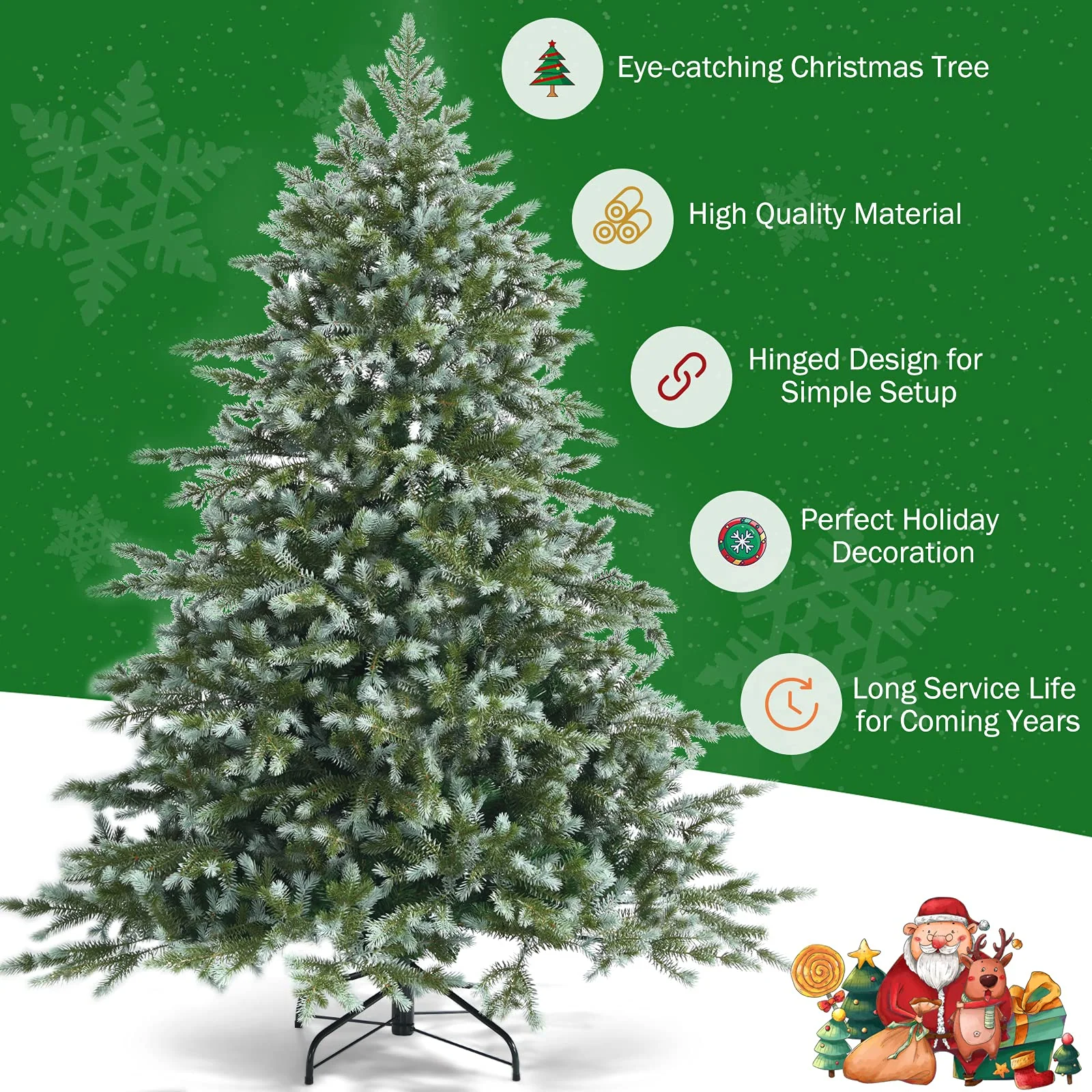 Goplus Artificial Christmas Tree, Metal Stand, Wintry Indoor Decoration for Holiday Festival - Image 5