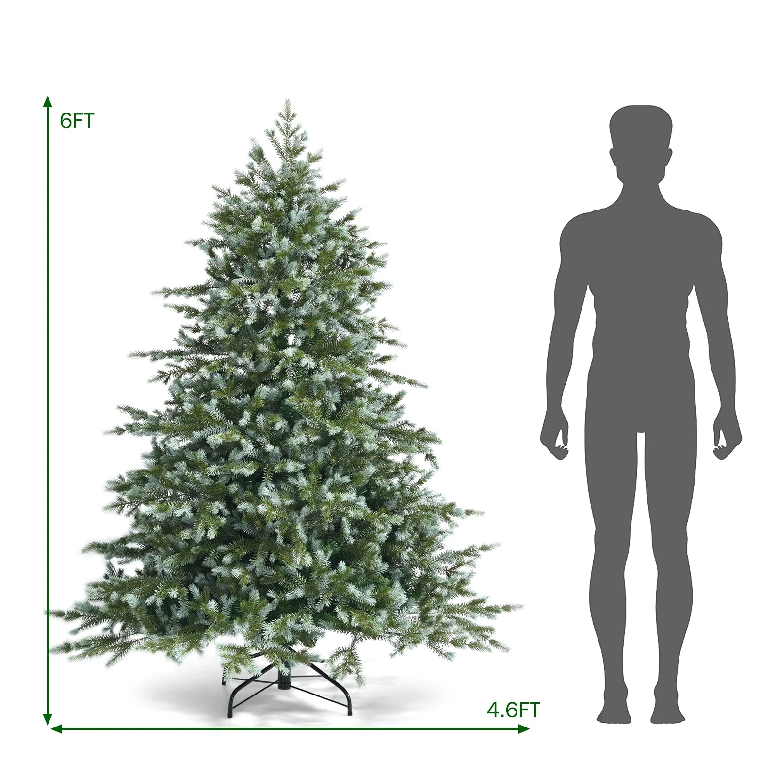 Goplus Artificial Christmas Tree, Metal Stand, Wintry Indoor Decoration for Holiday Festival - Image 7