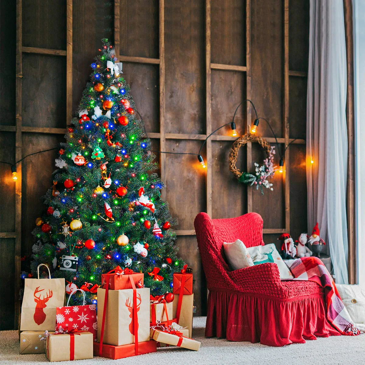 Goplus Artificial Christmas Tree Premium Spruce Hinged Tree, UL-Certified Transformer - Image 3