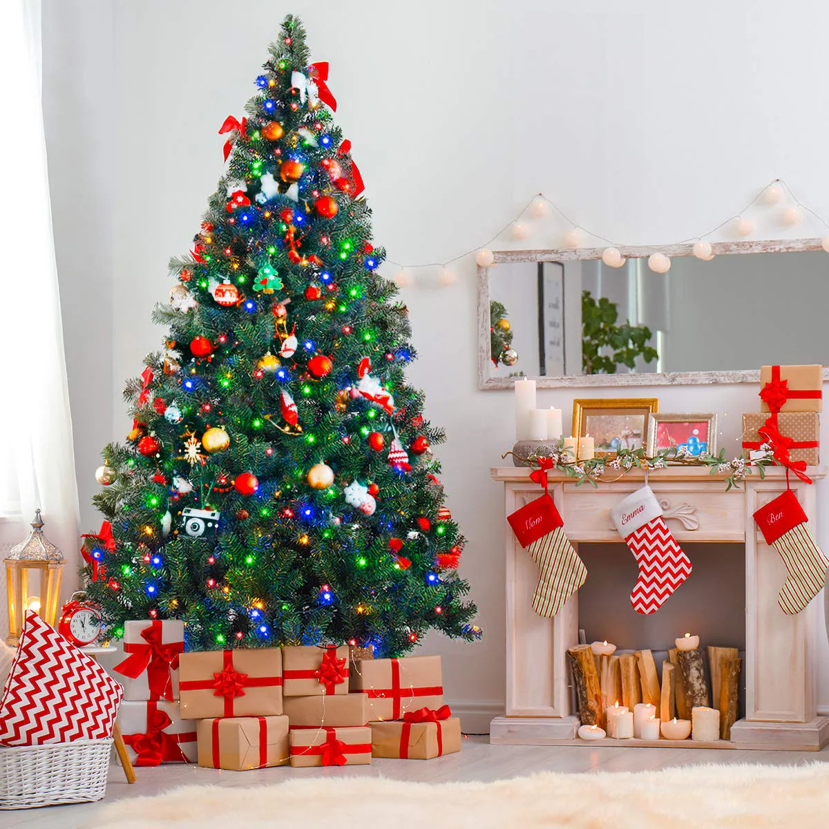 Goplus Artificial Christmas Tree Premium Spruce Hinged Tree, UL-Certified Transformer - Image 5