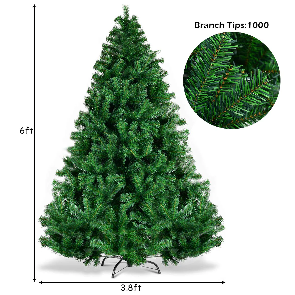 Goplus Artificial Christmas Tree, Unlit Premium Hinged Spruce Xmas Tree with Solid Metal Stand, for Outdoor and Indoor Decor - Image 10