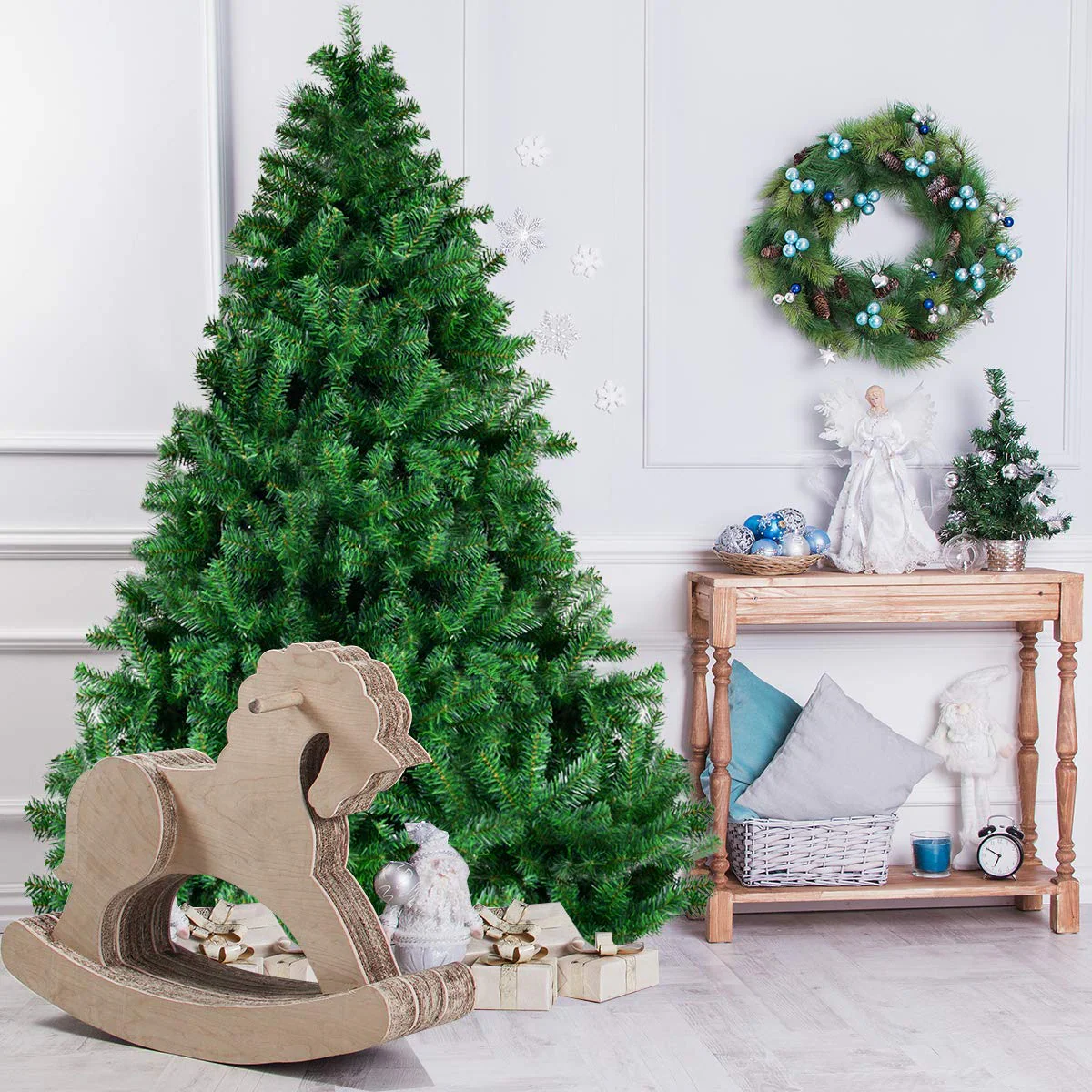 Goplus Artificial Christmas Tree, Unlit Premium Hinged Spruce Xmas Tree with Solid Metal Stand, for Outdoor and Indoor Decor - Image 12