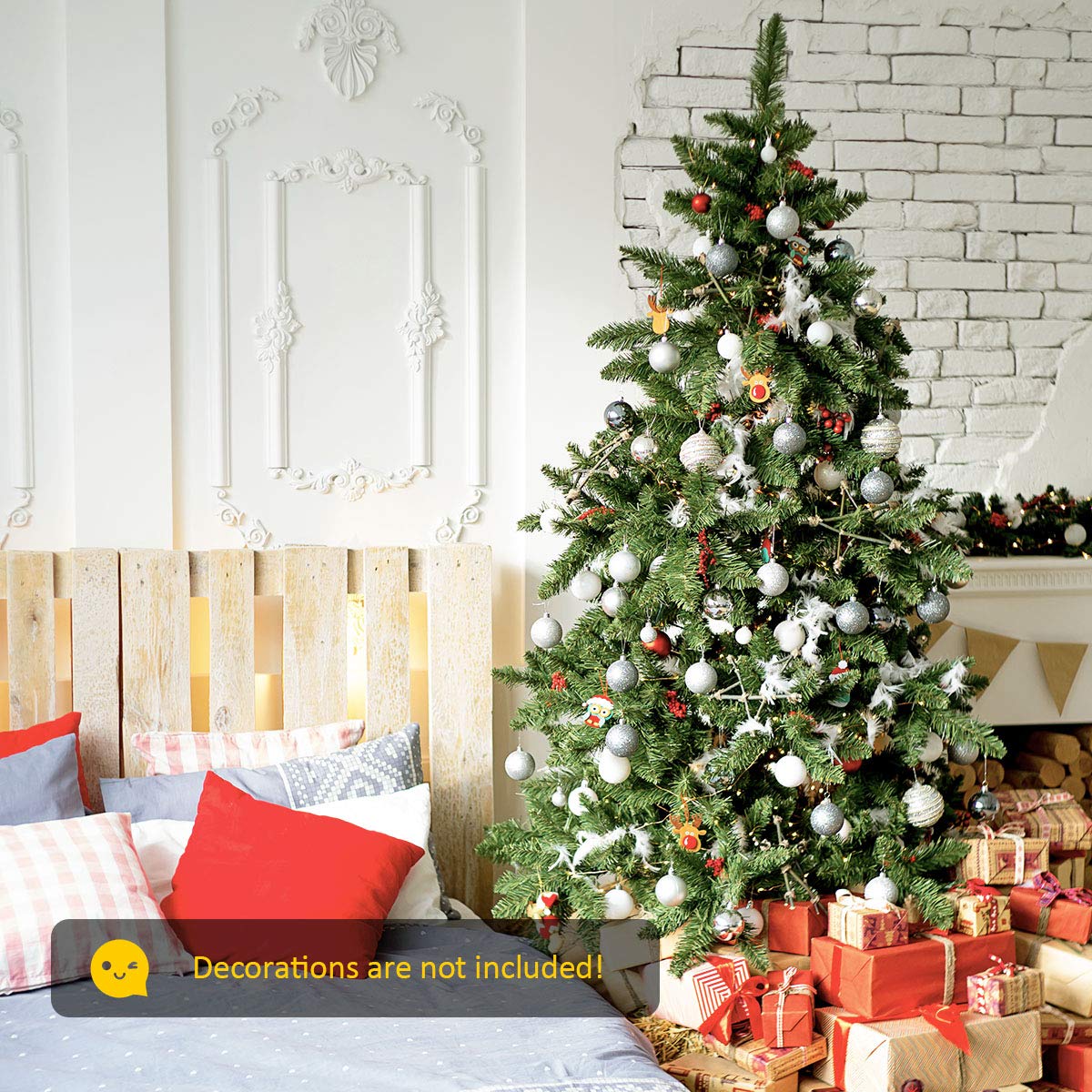 Goplus Artificial Christmas Tree, Unlit Premium Hinged Spruce Xmas Tree with Solid Metal Stand, for Outdoor and Indoor Decor - Image 8