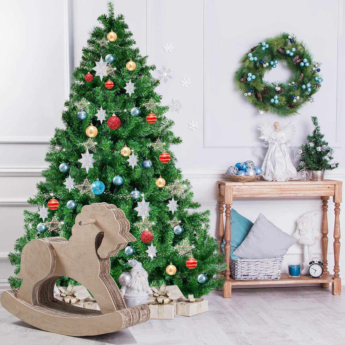 Goplus Artificial Christmas Tree, Unlit Premium Hinged Spruce Xmas Tree with Solid Metal Stand, for Outdoor and Indoor Decor - Image 9