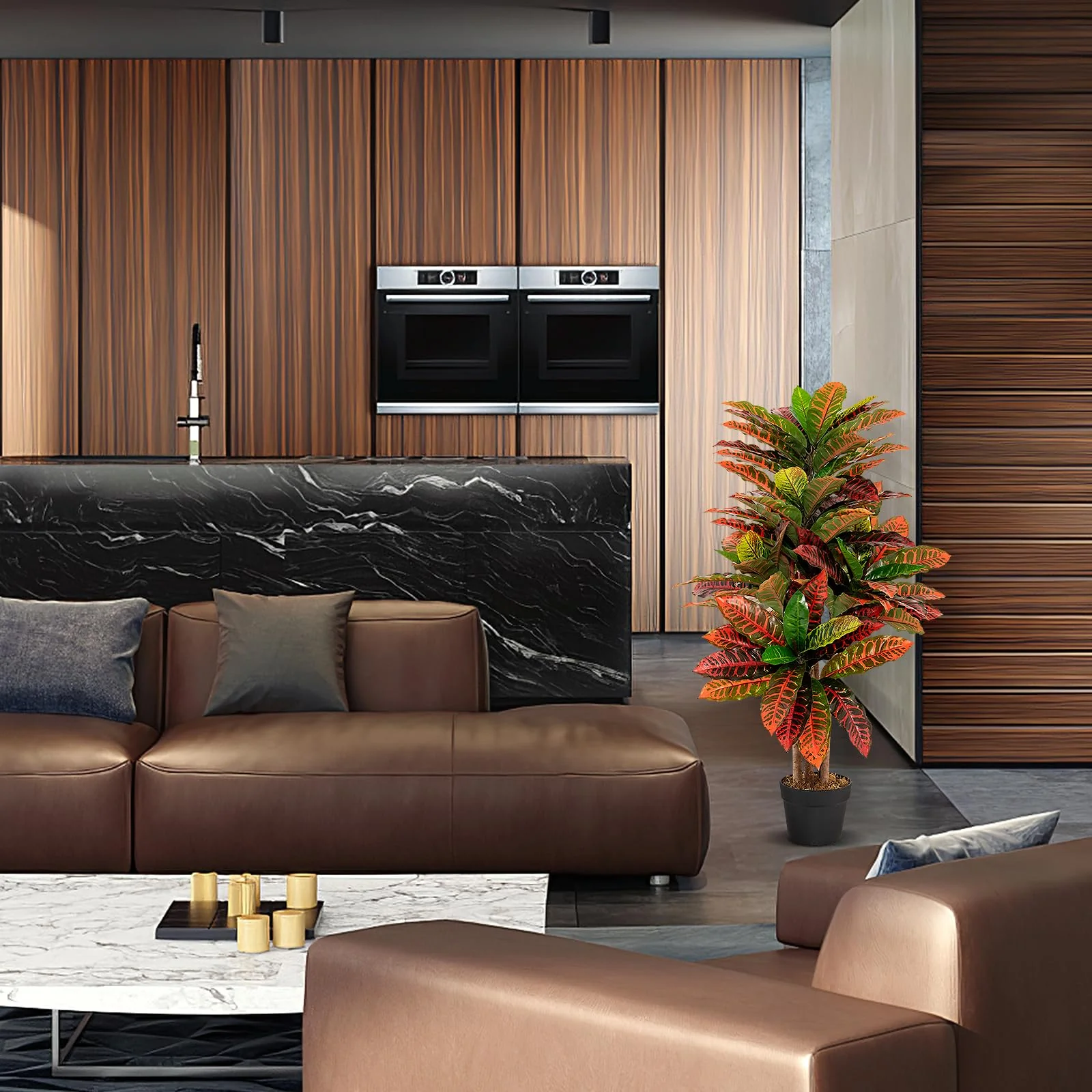 Goplus Artificial Croton Palm Tree - Image 3