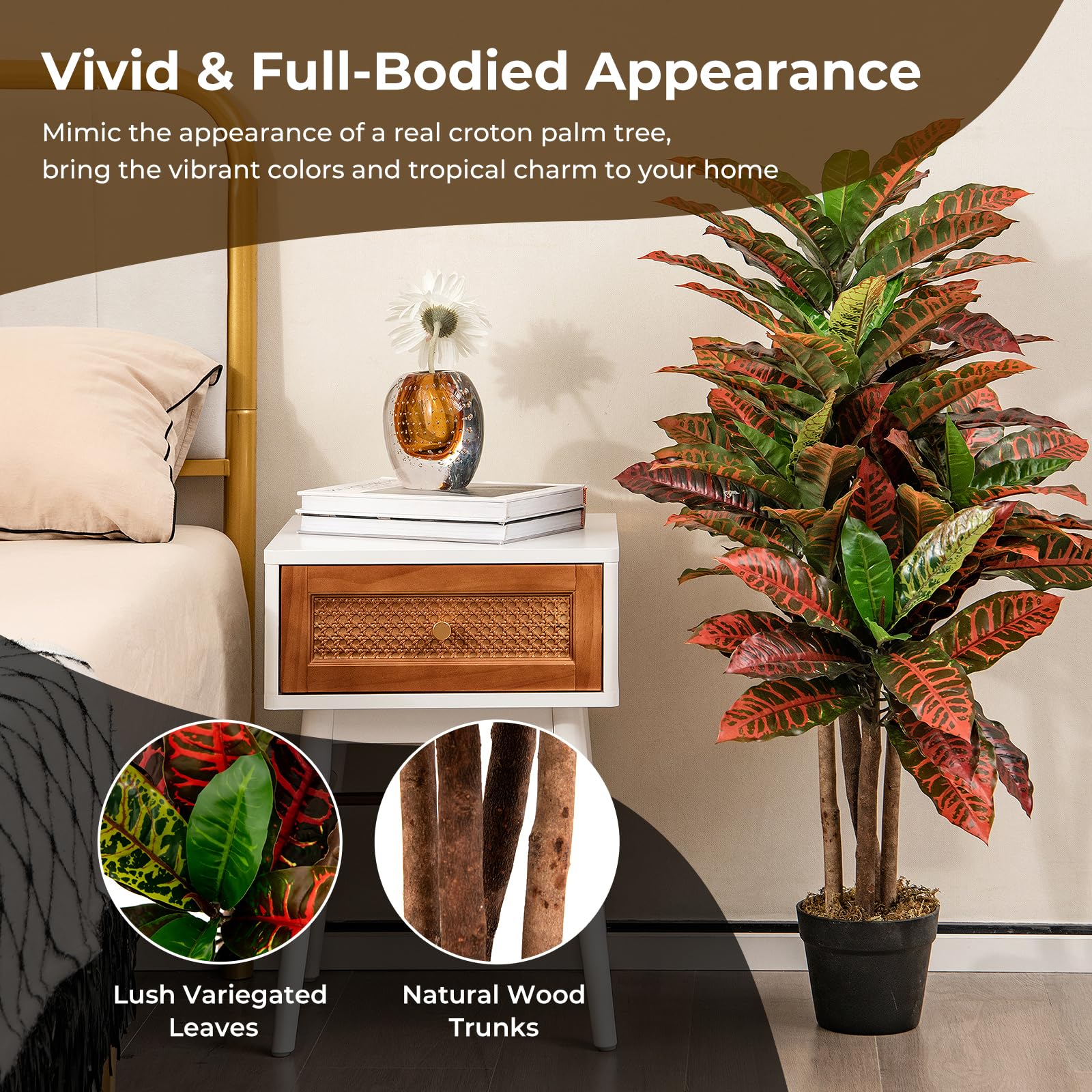 Goplus Artificial Croton Palm Tree - Image 5