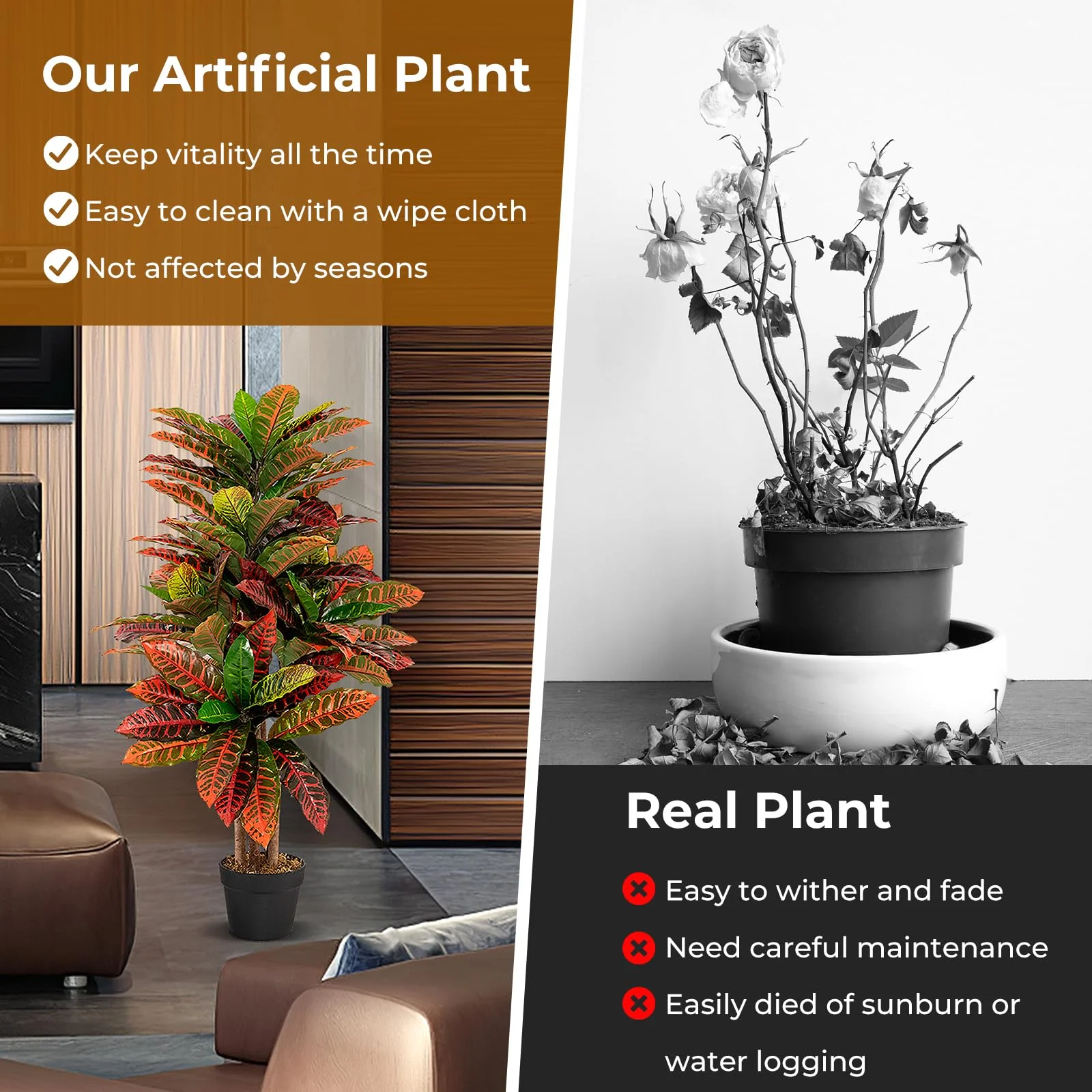 Goplus Artificial Croton Palm Tree - Image 7