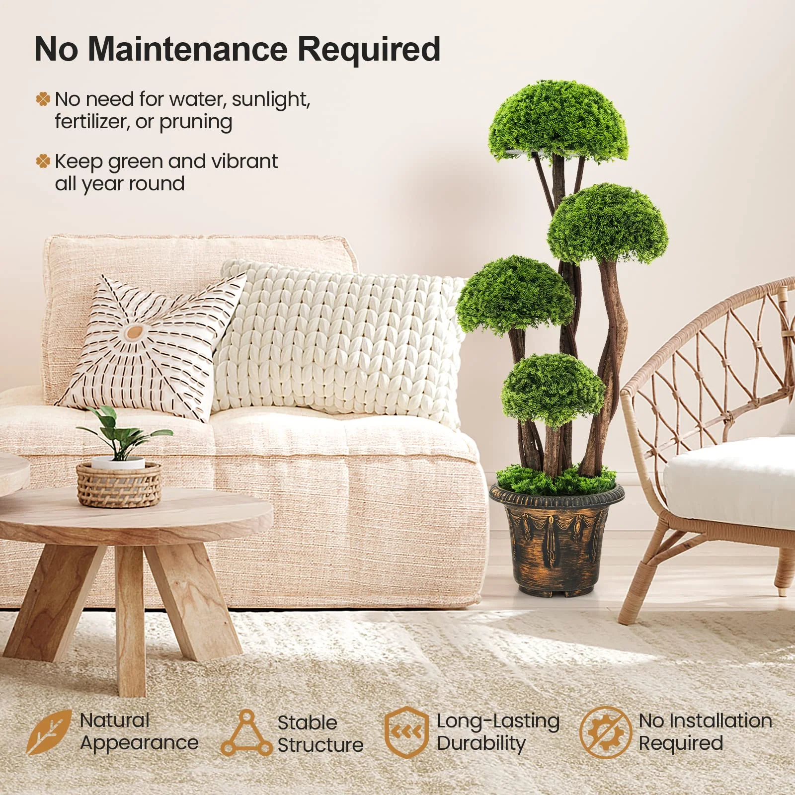 Goplus Artificial Cypress Topiary Ball Tree - Image 3