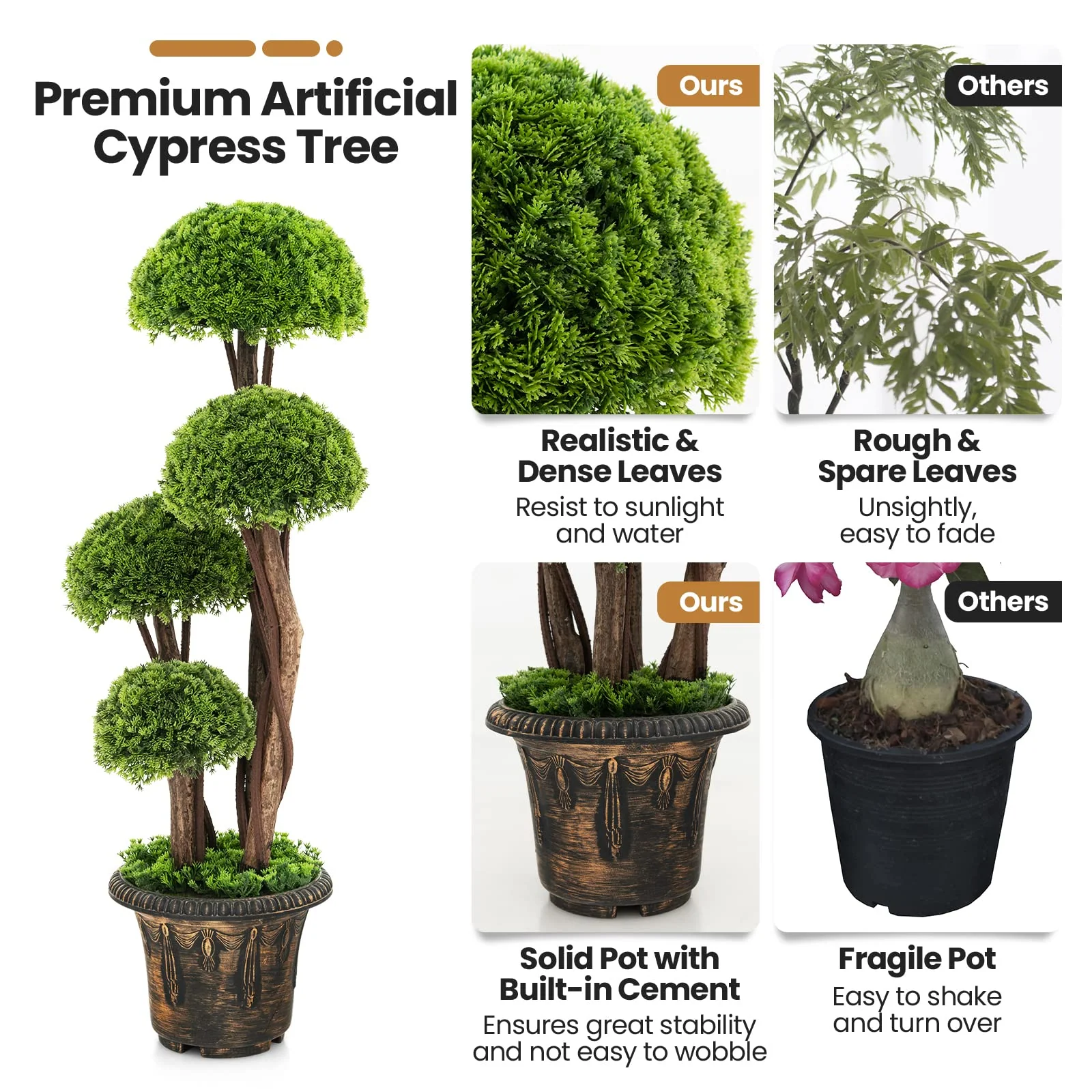 Goplus Artificial Cypress Topiary Ball Tree - Image 6