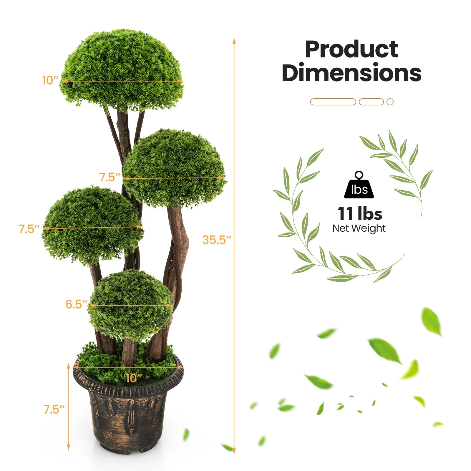 Goplus Artificial Cypress Topiary Ball Tree - Image 7