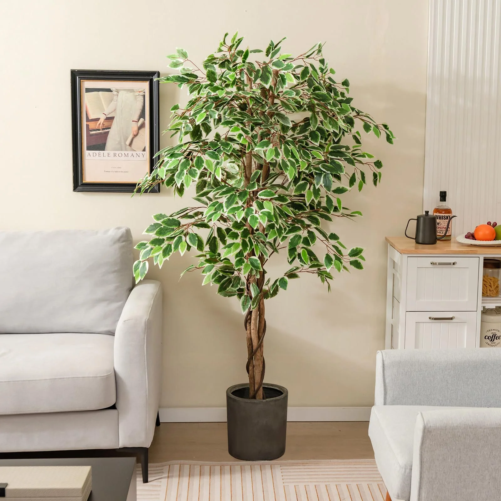 Goplus Artificial Ficus Tree - Image 3