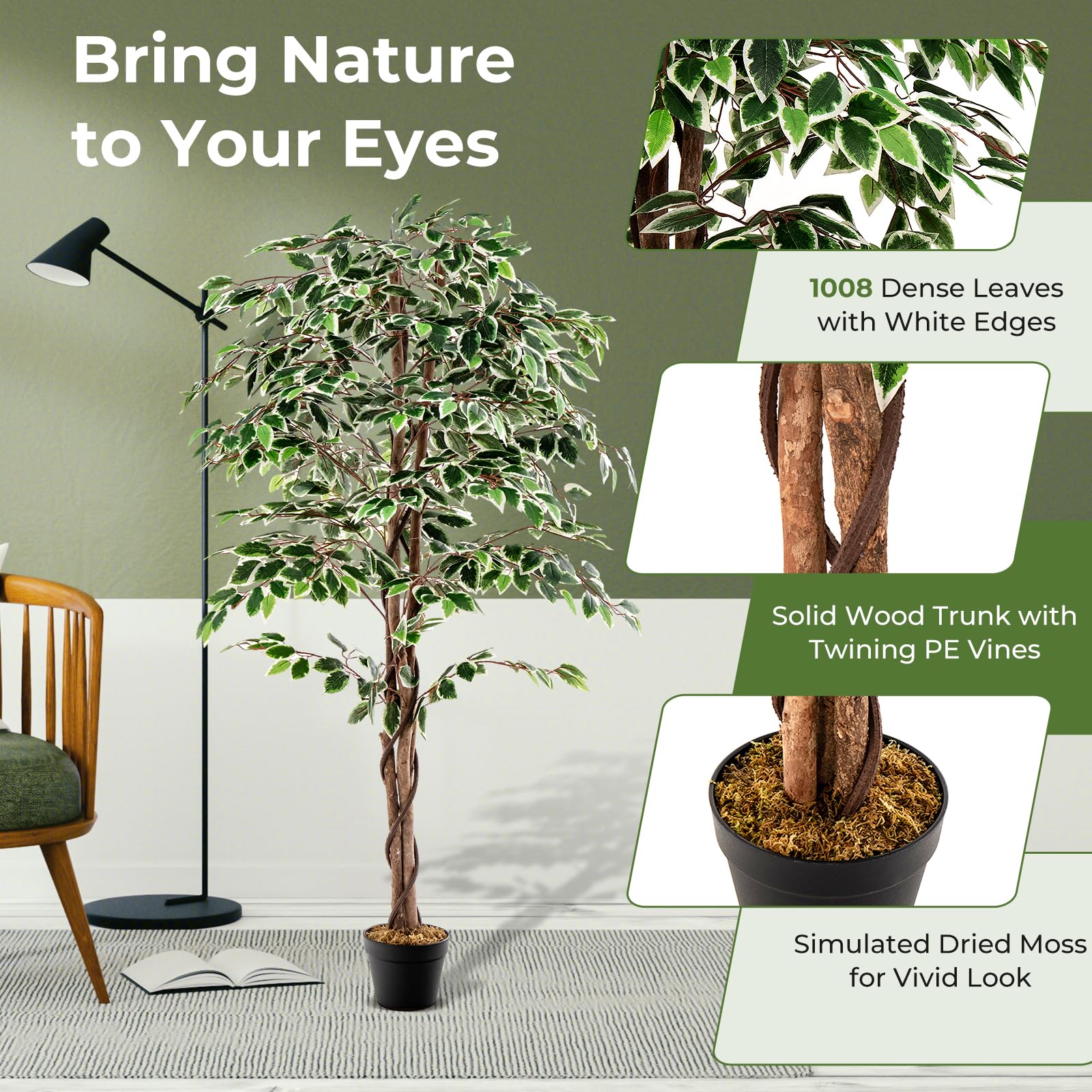 Goplus Artificial Ficus Tree - Image 5