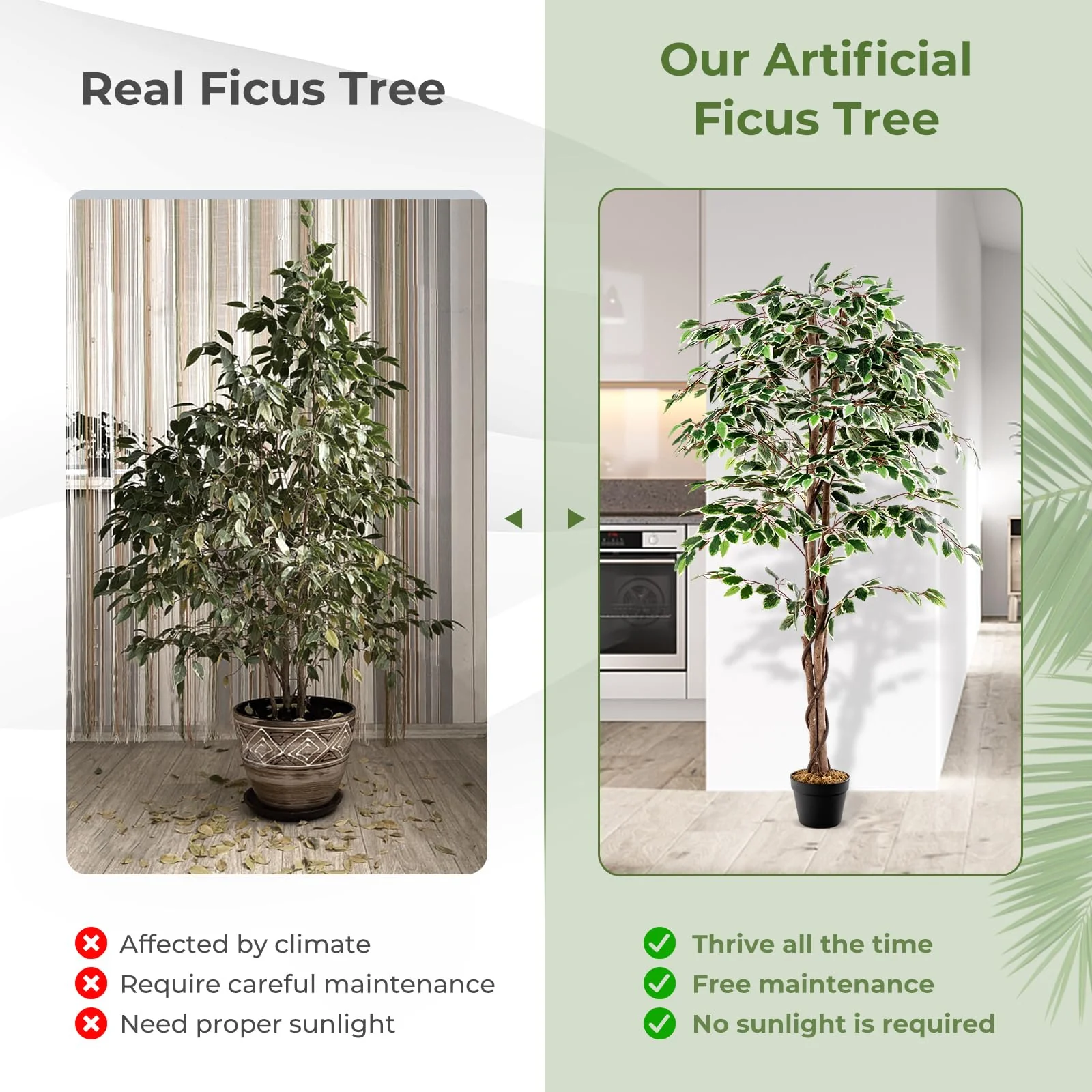 Goplus Artificial Ficus Tree - Image 7