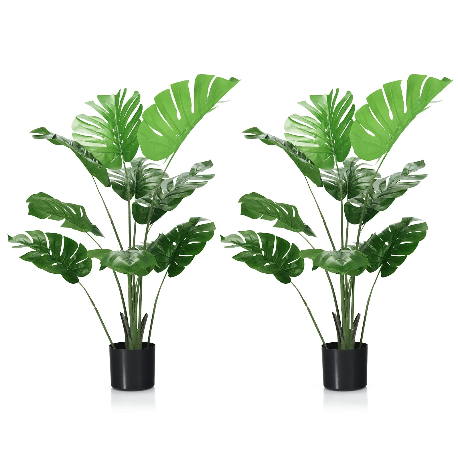 Goplus Artificial Monstera Deliciosa Plant, 4ft Tall Fake Tropical Palm Tree w/10 Pcs Different Turtle Leaves - Image 10